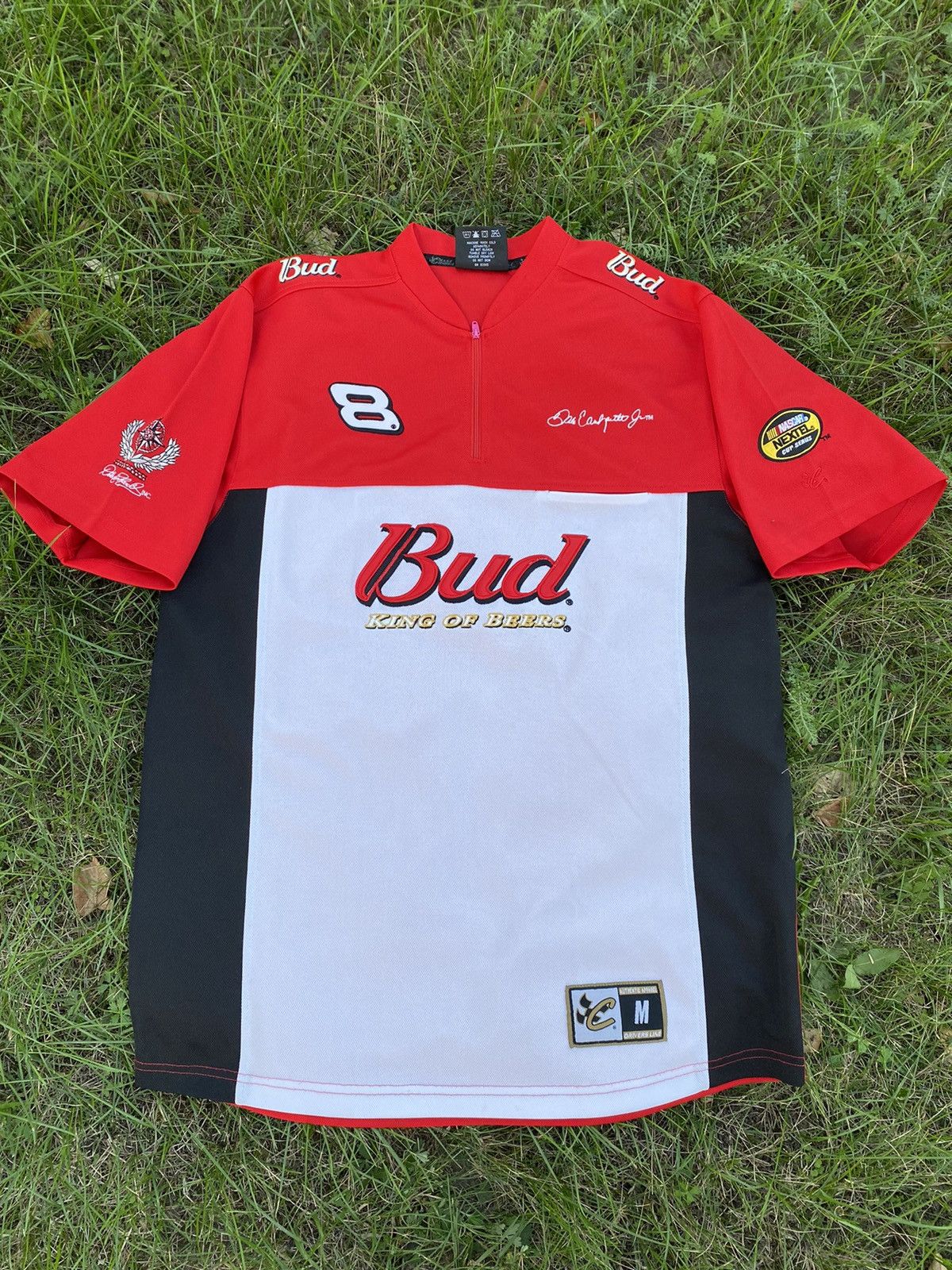 Chase Authentics × NASCAR × Vintage Vintage NASCAR Chase Zip shirt Red Budweiser 8 jersey Size US M / EU 48-50 / 2 - 1 Thumbnail