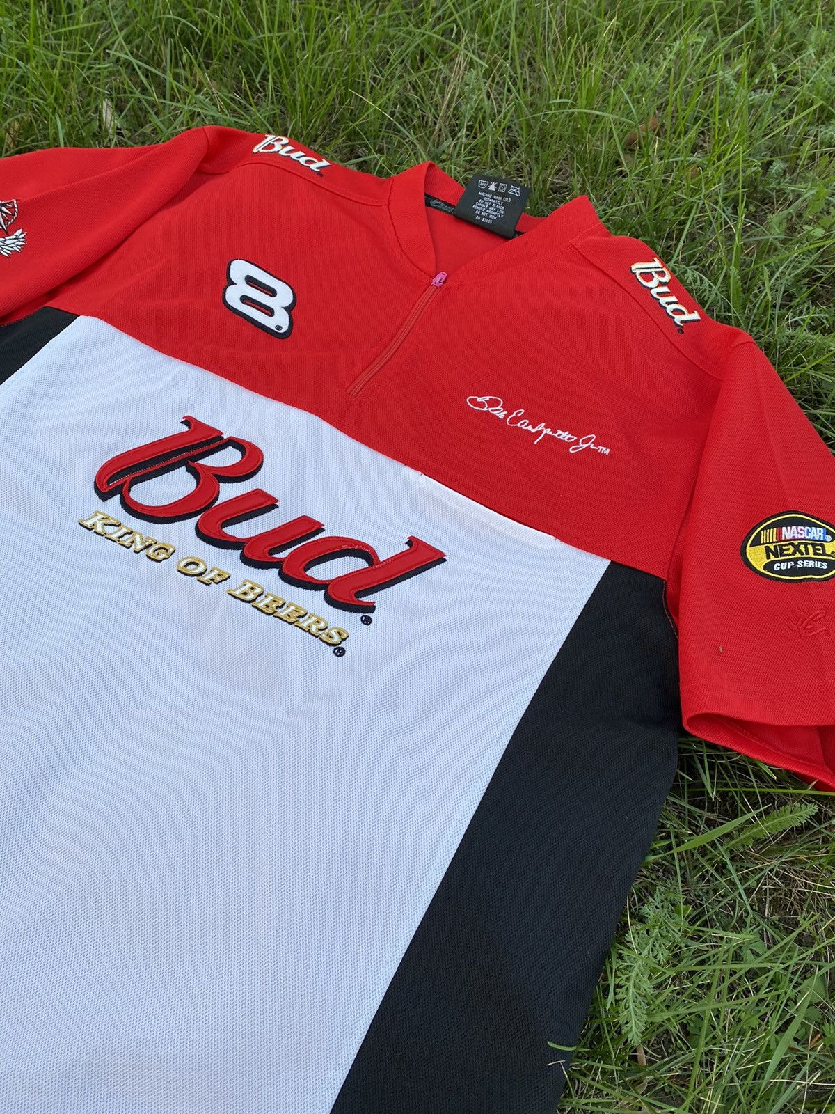 Chase Authentics × NASCAR × Vintage Vintage NASCAR Chase Zip shirt Red Budweiser 8 jersey Size US M / EU 48-50 / 2 - 2 Thumbnail