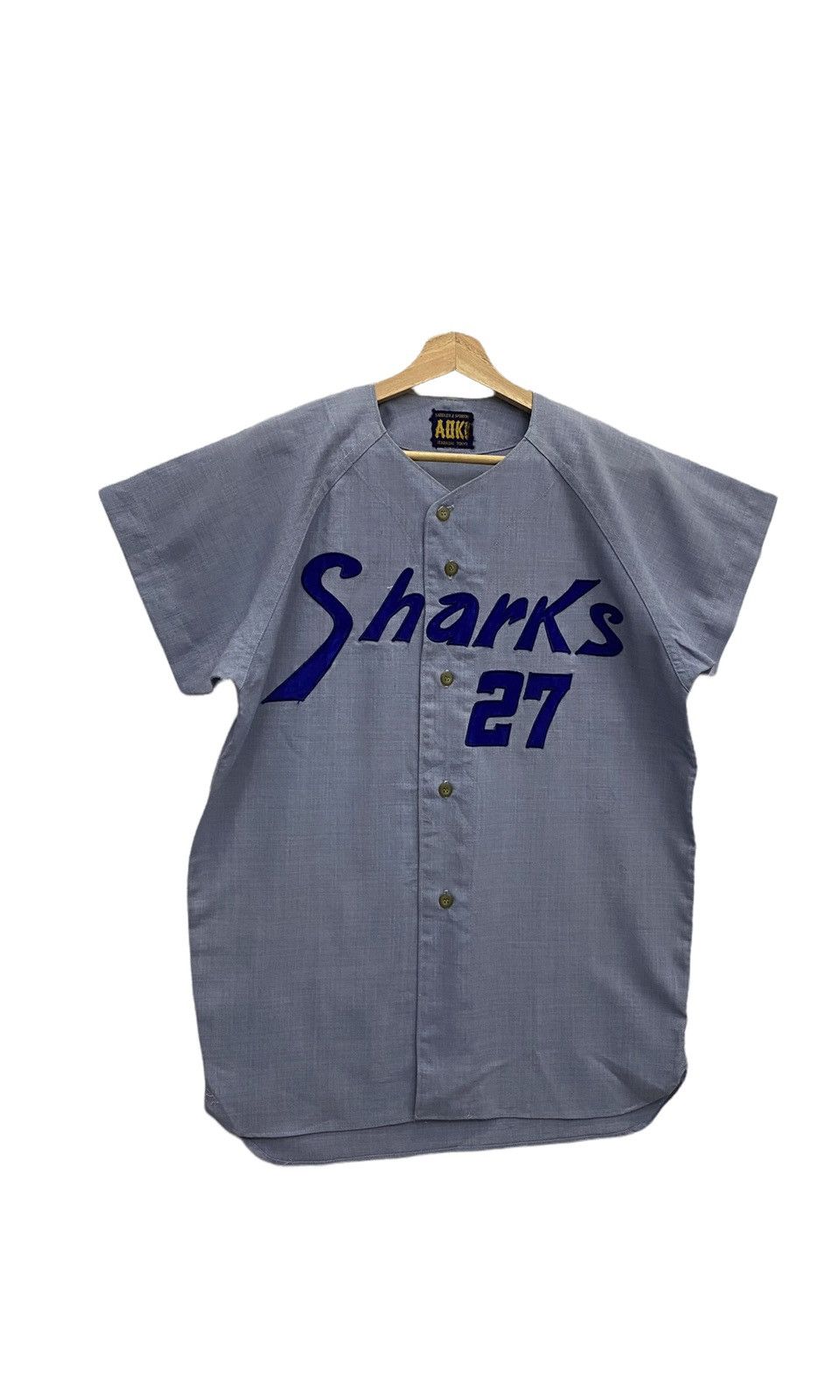 Japanese Brand NIPPON 80s SHARKS 27 VINTAGE BASEBALL SHIRTS Size US S / EU 44-46 / 1 - 6 Thumbnail