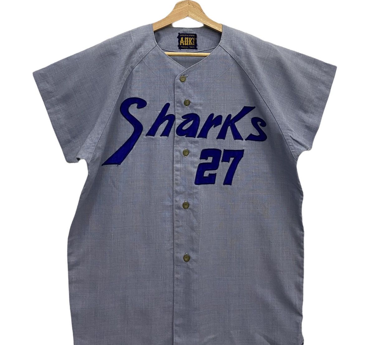 Japanese Brand NIPPON 80s SHARKS 27 VINTAGE BASEBALL SHIRTS Size US S / EU 44-46 / 1 - 8 Thumbnail