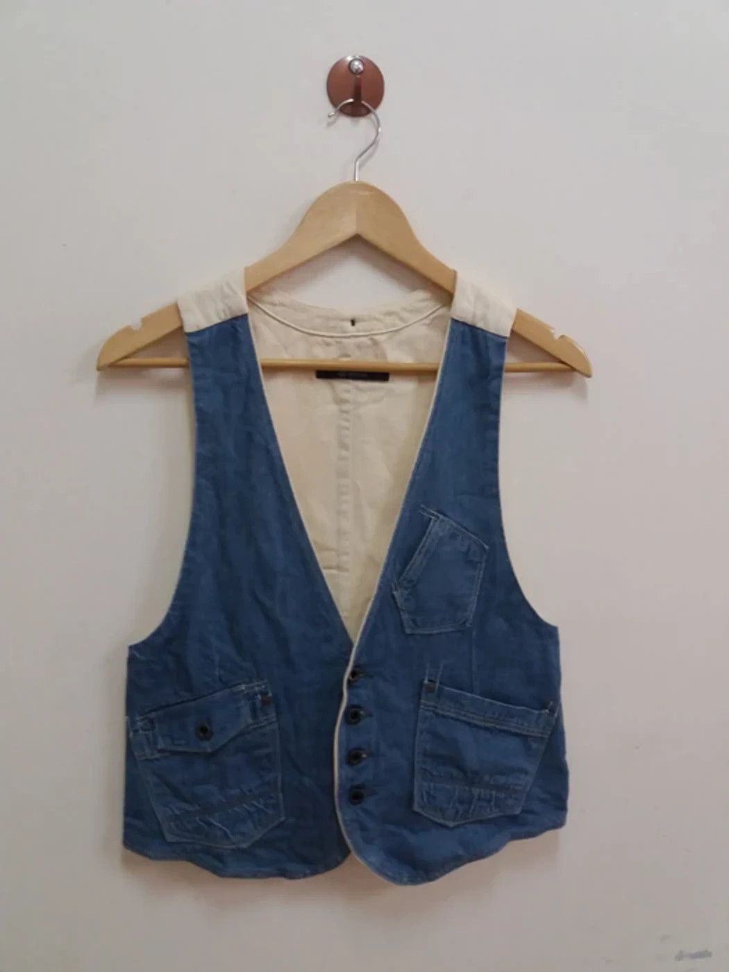 Japanese Brand × Johnbull John Bull blue denim vest 100% cotton armpit 17inches Size US M / EU 48-50 / 2 - 1 Thumbnail