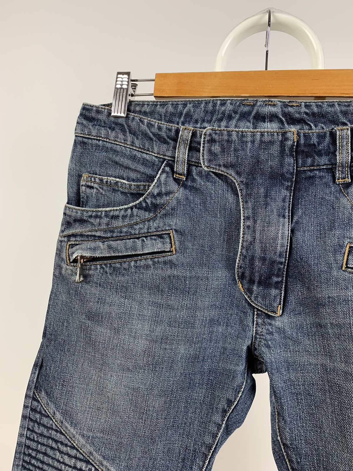 Balmain Paris Biker Blue Denim Skinny Jeans Pants