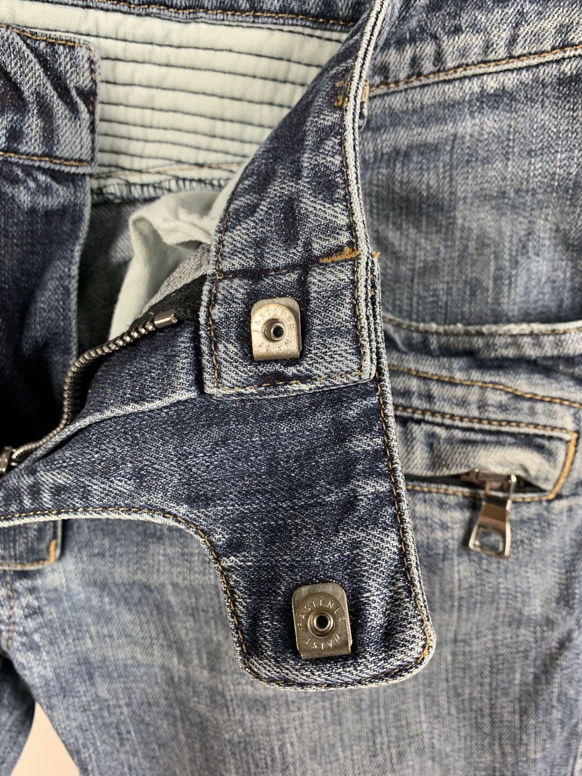 Balmain Paris Biker Blue Denim Skinny Jeans Pants