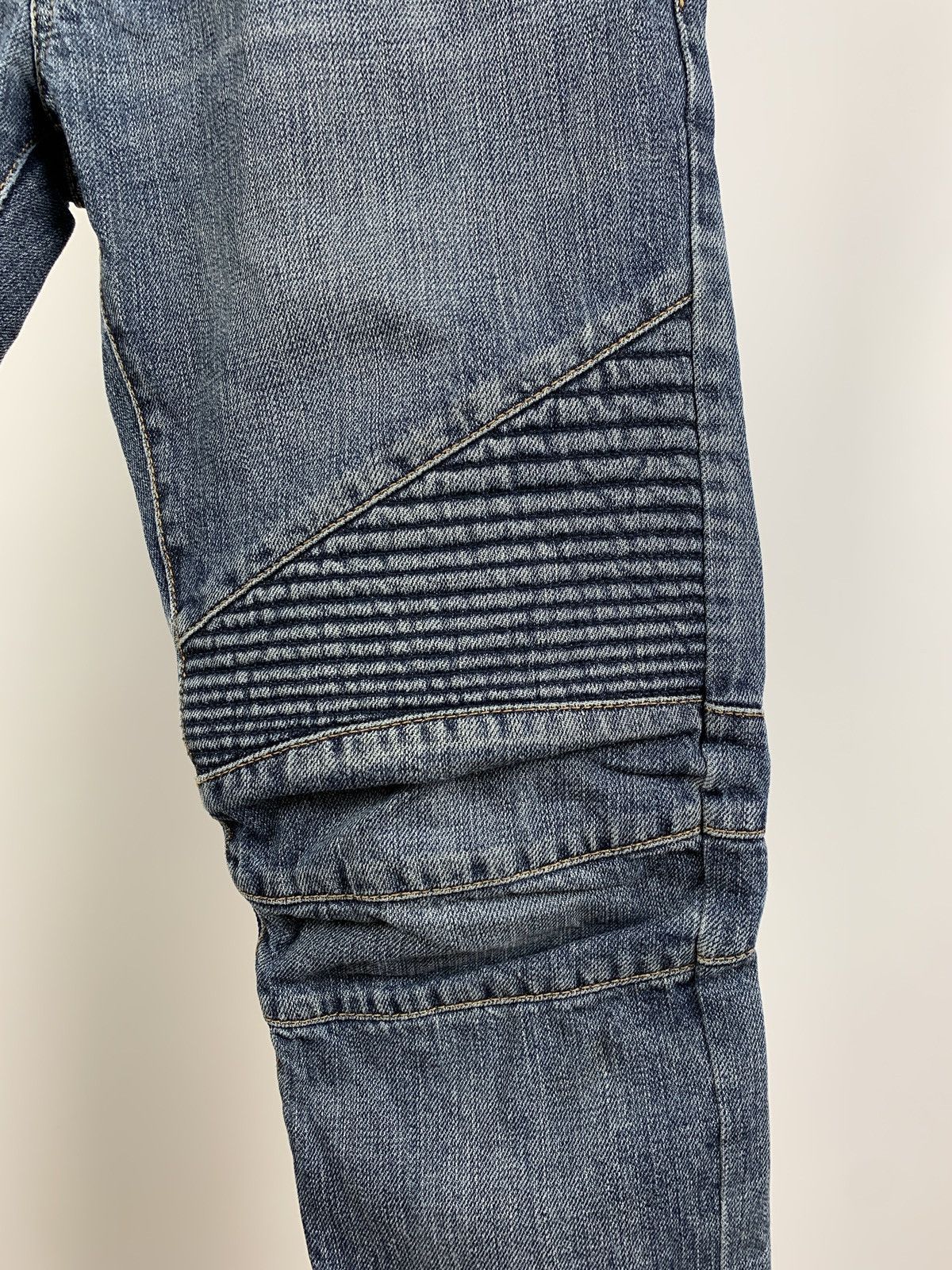 Balmain Paris Biker Blue Denim Skinny Jeans Pants