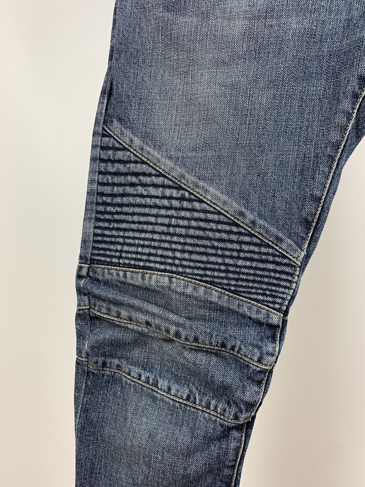 Balmain Paris Biker Blue Denim Skinny Jeans Pants