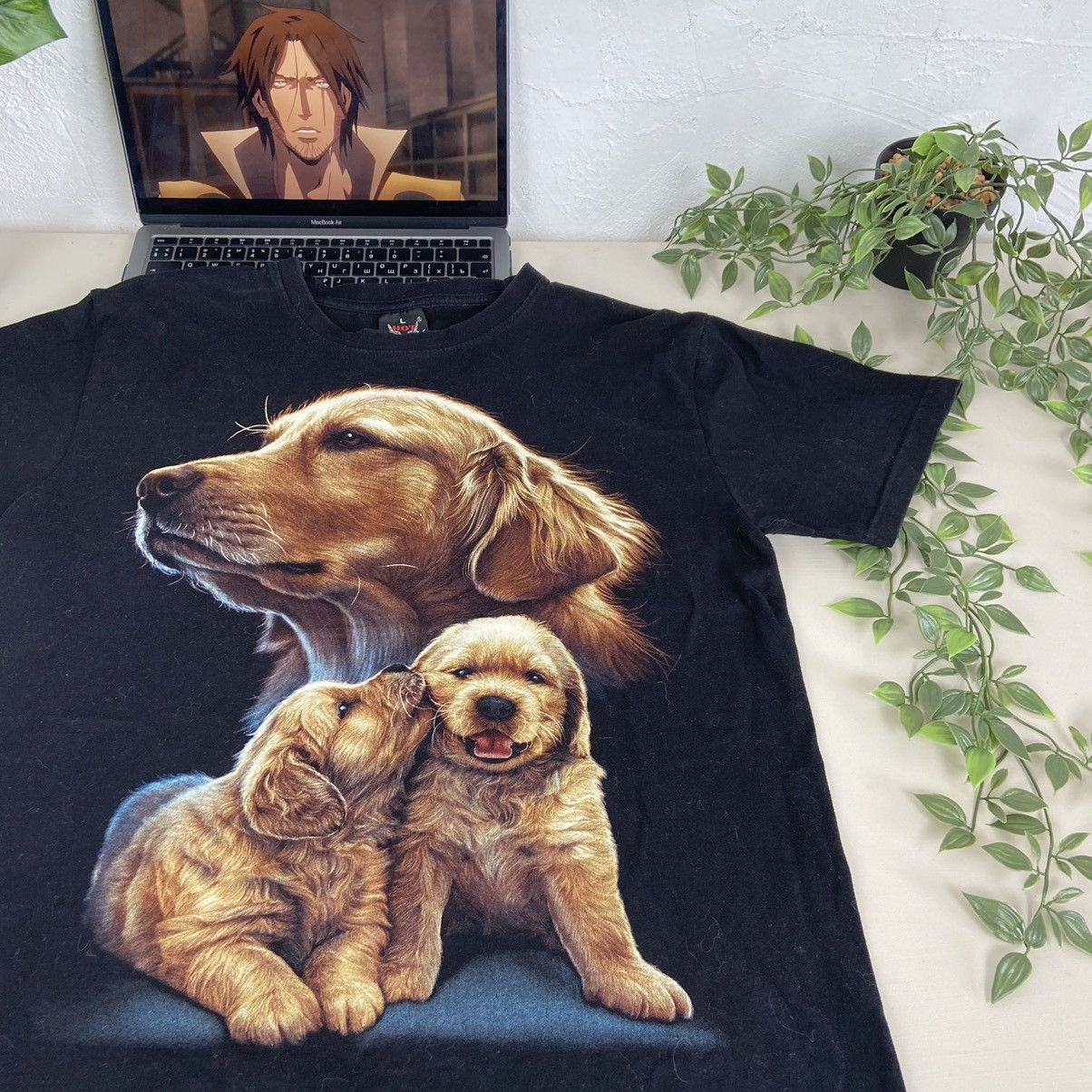 Vintage 1990s LABRADORS CUTE DOGS VINTAGE RARE HEAVY TEE - № 180 Size US L / EU 52-54 / 3 - 4 Thumbnail