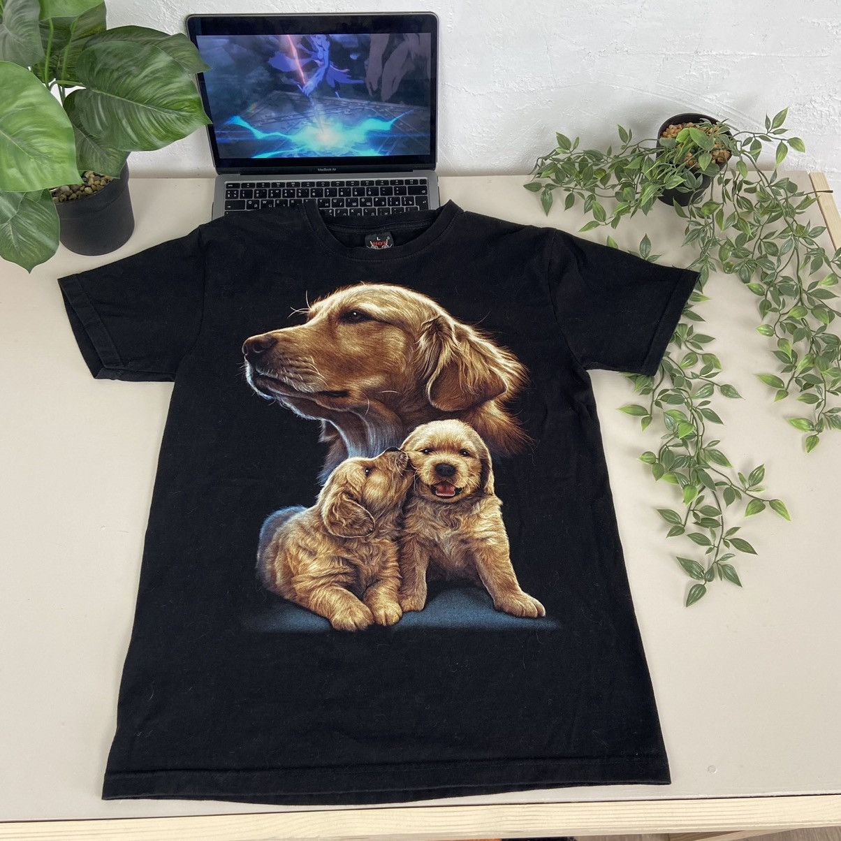 Vintage 1990s LABRADORS CUTE DOGS VINTAGE RARE HEAVY TEE - № 180 Size US L / EU 52-54 / 3 - 1 Thumbnail