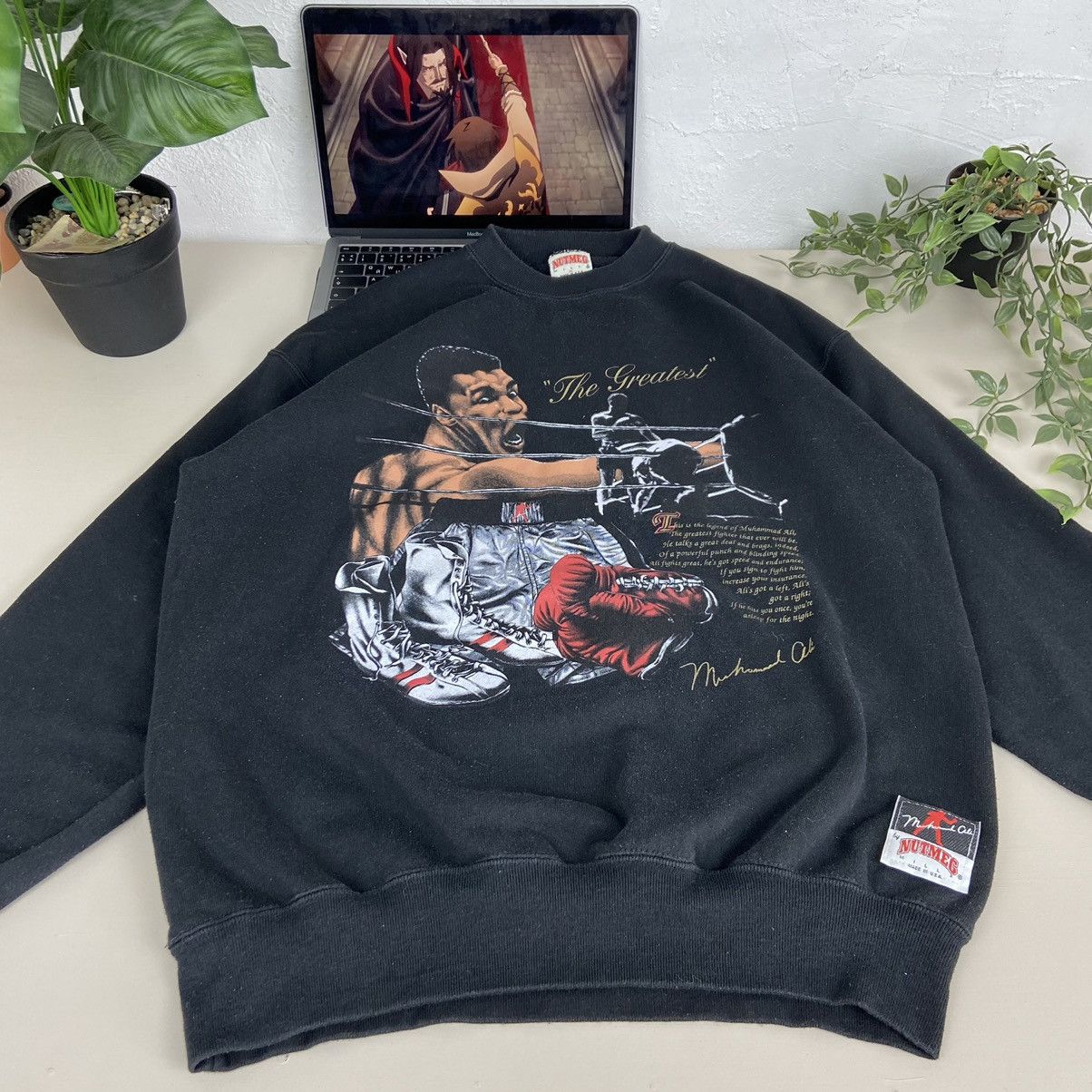 Vintage 1980s MUHHAMAD ALI LEGEND - ARCHIVE RARE SWEATSHIRT - № 1027 Size US L / EU 52-54 / 3 - 3 Thumbnail