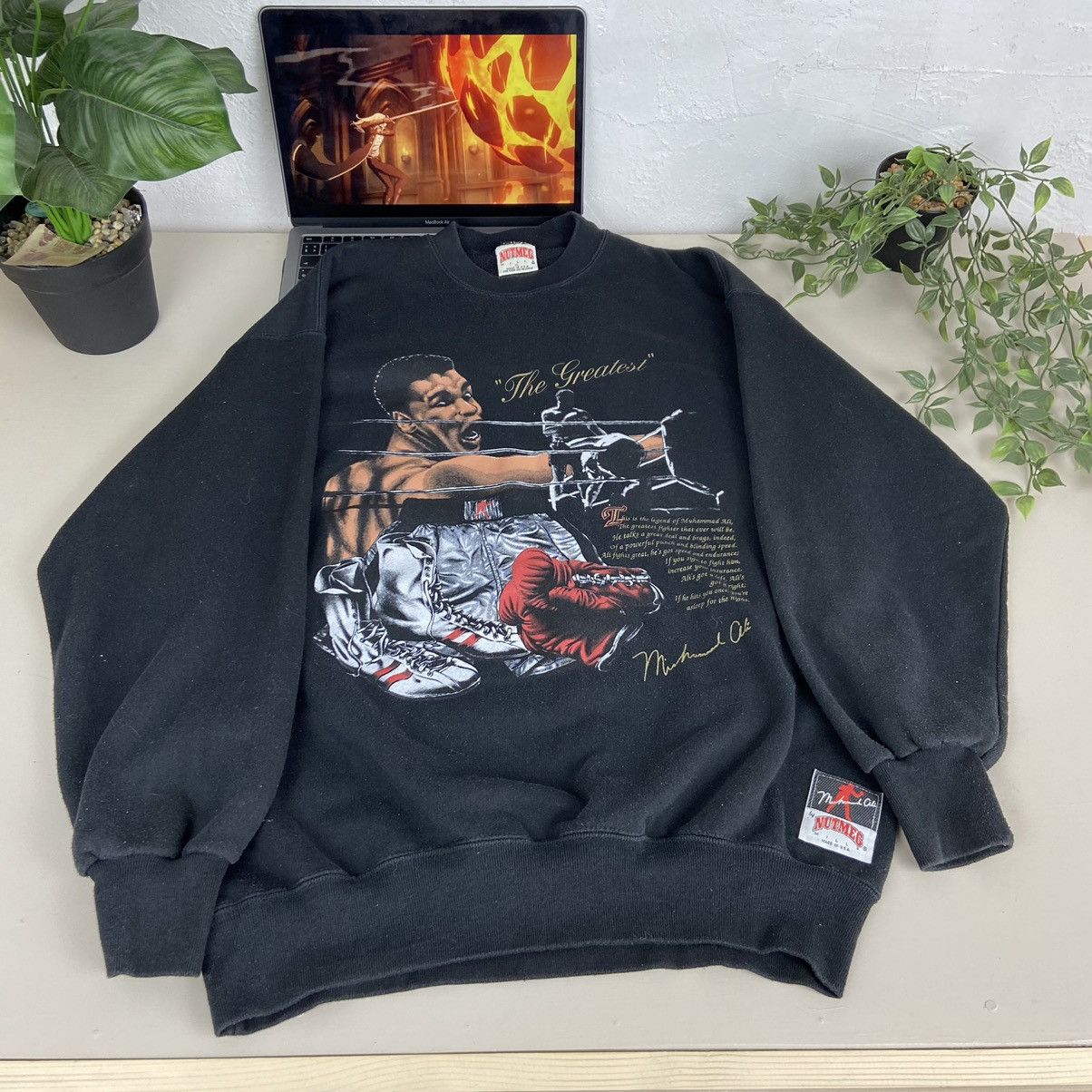 Vintage 1980s MUHHAMAD ALI LEGEND - ARCHIVE RARE SWEATSHIRT - № 1027 Size US L / EU 52-54 / 3 - 1 Thumbnail