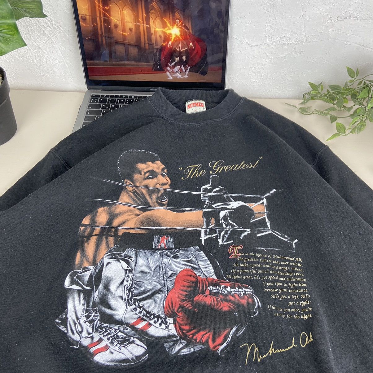 Vintage 1980s MUHHAMAD ALI LEGEND - ARCHIVE RARE SWEATSHIRT - № 1027 Size US L / EU 52-54 / 3 - 5 Thumbnail