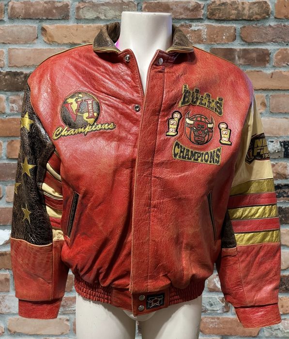 Vintage Chicago Bulls Six time Champions leather jacket Small