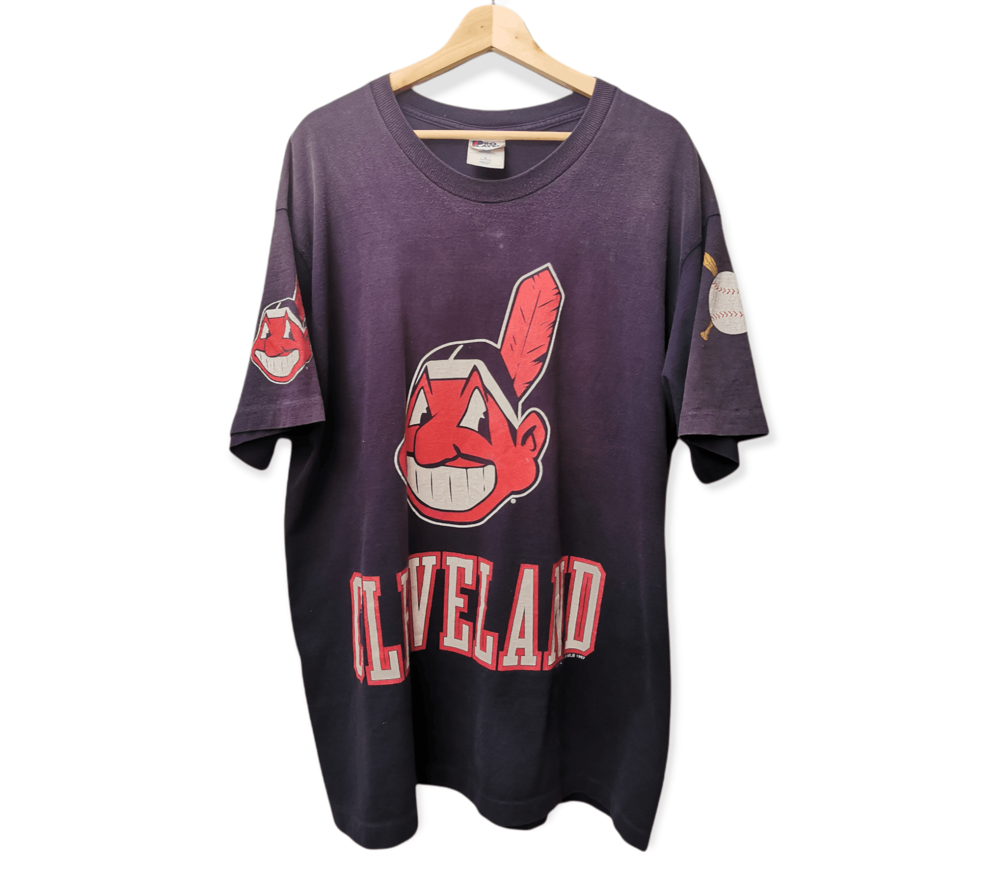 VTG 90s Salem Cleveland Indians Raglan Tee T-Shirt Mens XL X-Large Chief  Wahoo