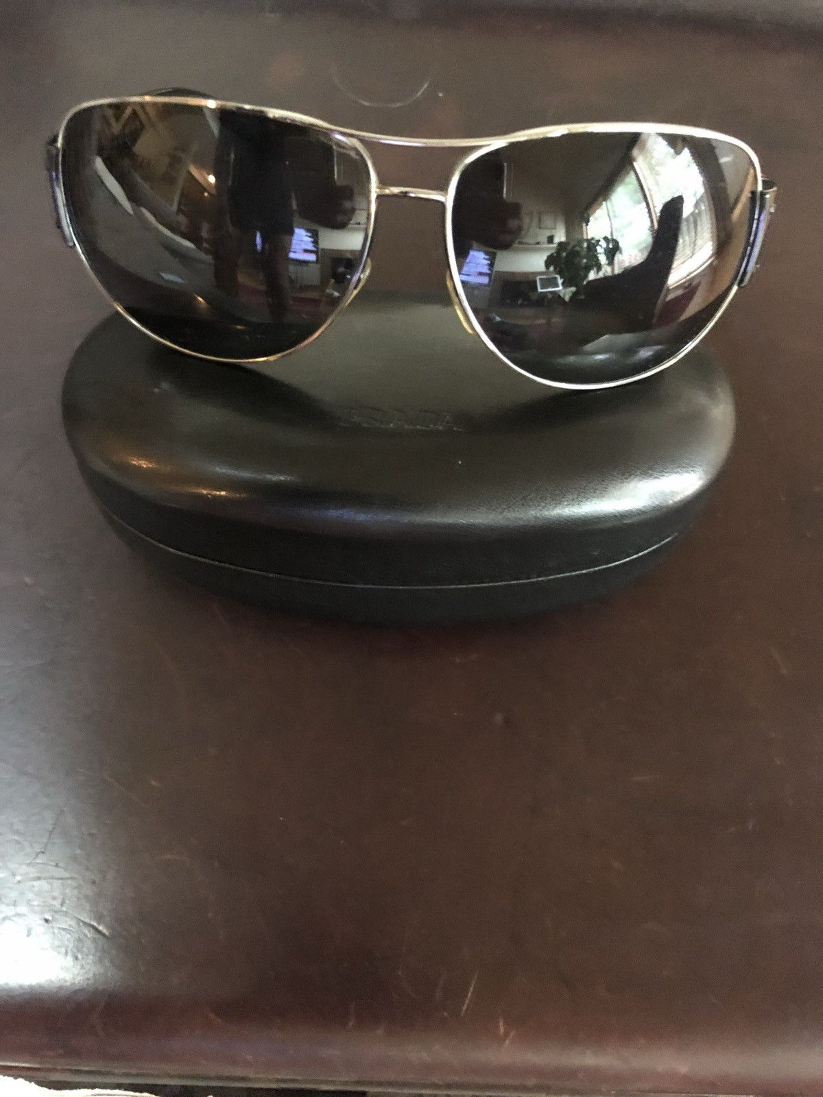 Prada « Dark indigo aviator PRADA Size ONE SIZE - 2 Thumbnail