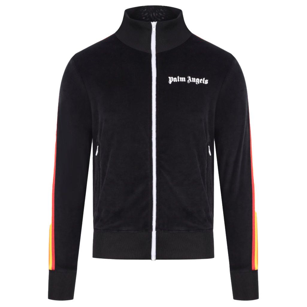 Palm Angels Men's Velvet Chenille Track Jacket Black Rainbow - Main Image