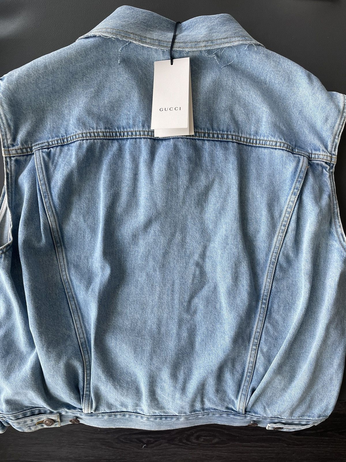 Gucci Brand New Super Runway Distressed Gucci Denim Vest Jacket Size US XXL / EU 58 / 5 - 23 Thumbnail