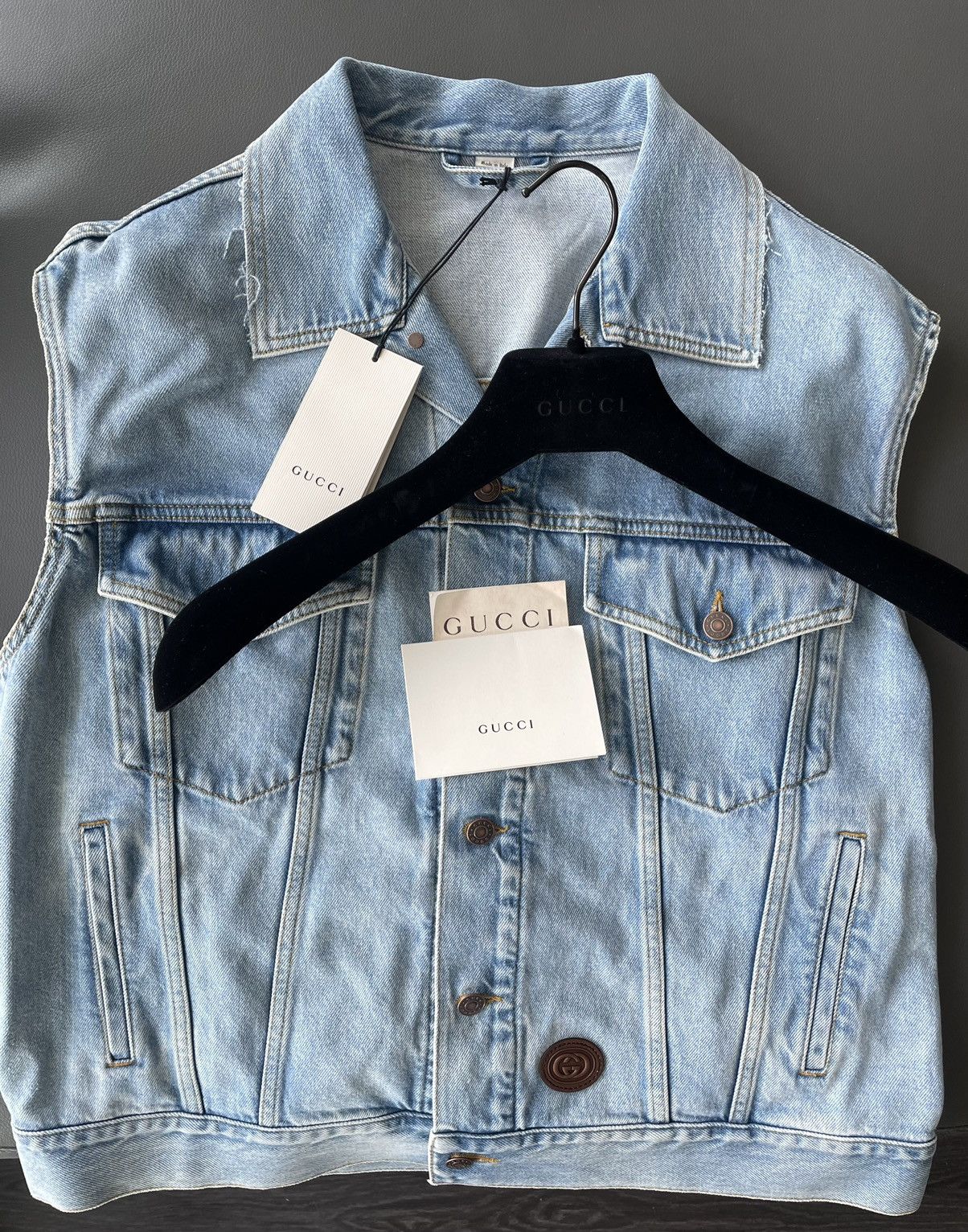 Gucci Brand New Super Runway Distressed Gucci Denim Vest Jacket Size US XXL / EU 58 / 5 - 21 Thumbnail