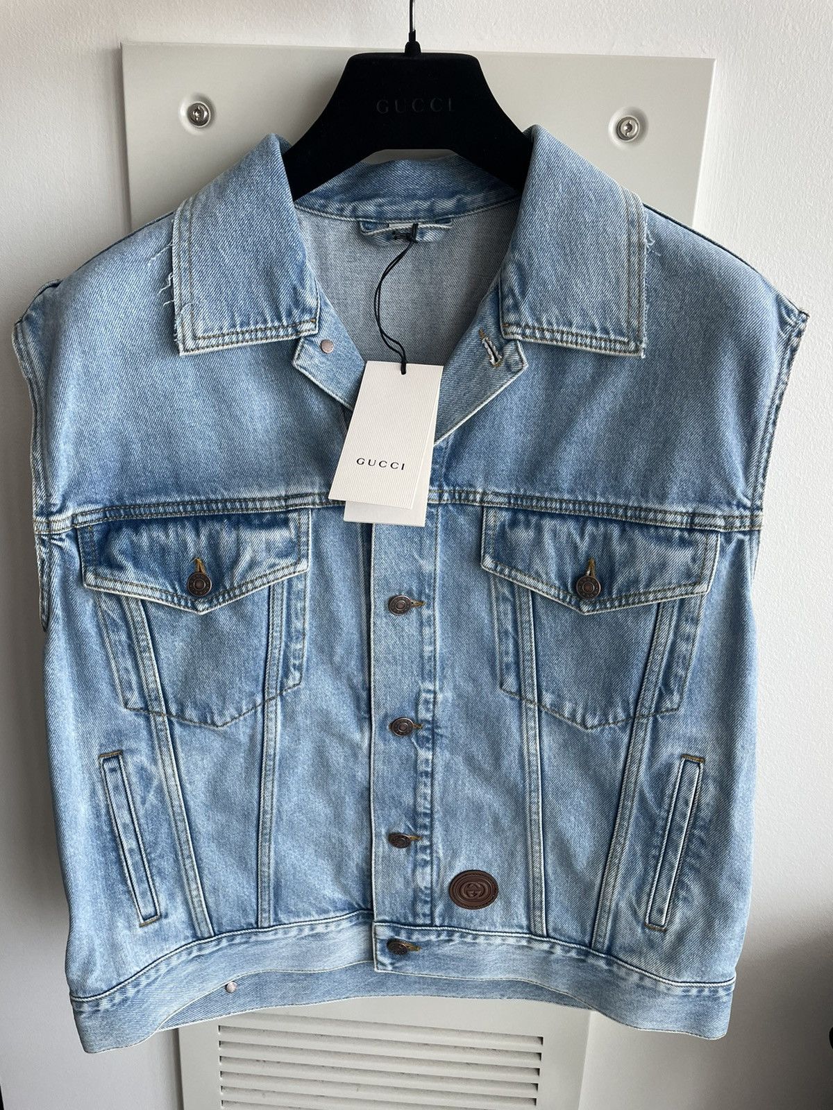 Gucci Brand New Super Runway Distressed Gucci Denim Vest Jacket Size US XXL / EU 58 / 5 - 12 Thumbnail