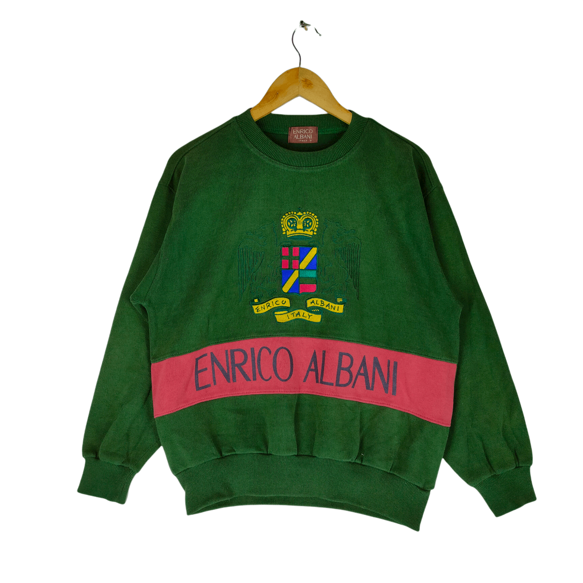 Other Vintage ENRICO ALBANI Embroidery Spellout Logo Sweatshirt Size US L / EU 52-54 / 3 - 1 Thumbnail