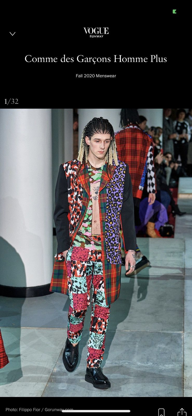 image of Comme Des Garcons x Comme Des Garcons Homme Plus New Fw2020 Runway Animal Print Patchwork Pants (Si