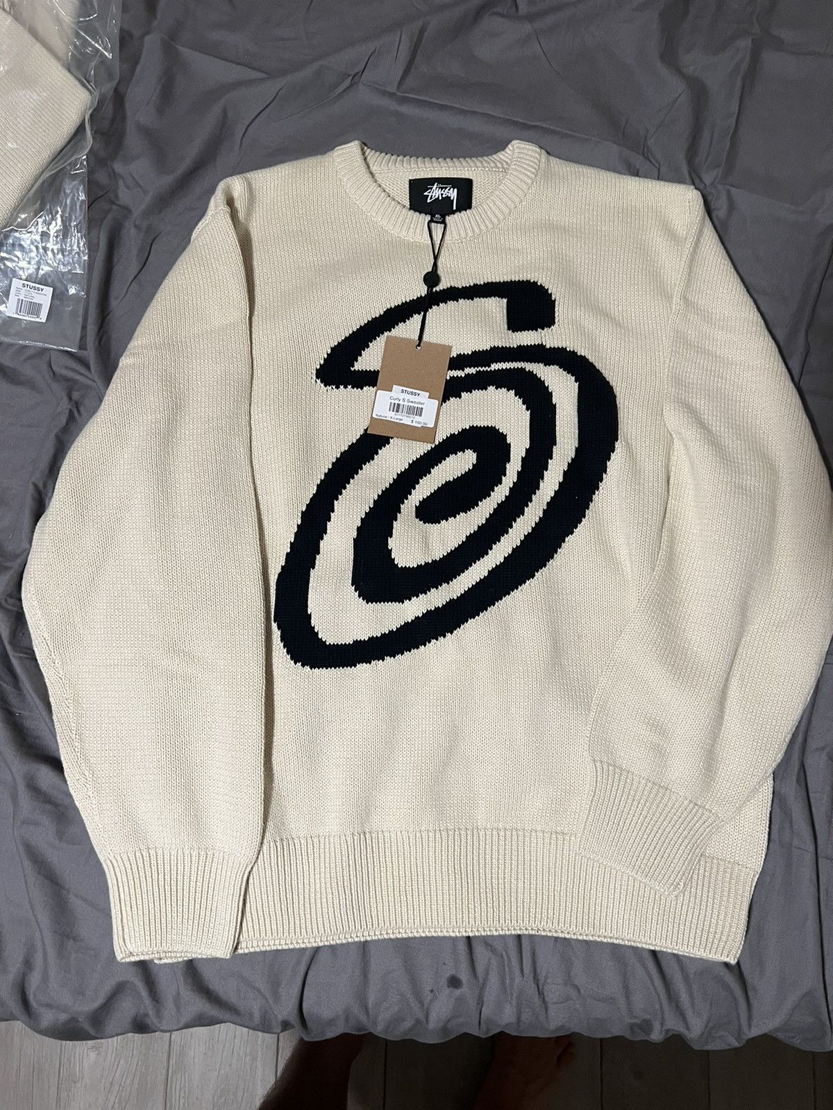 Stussy Stussy Curly S Knit “Natural” Sweater Size XL Fall 2022
