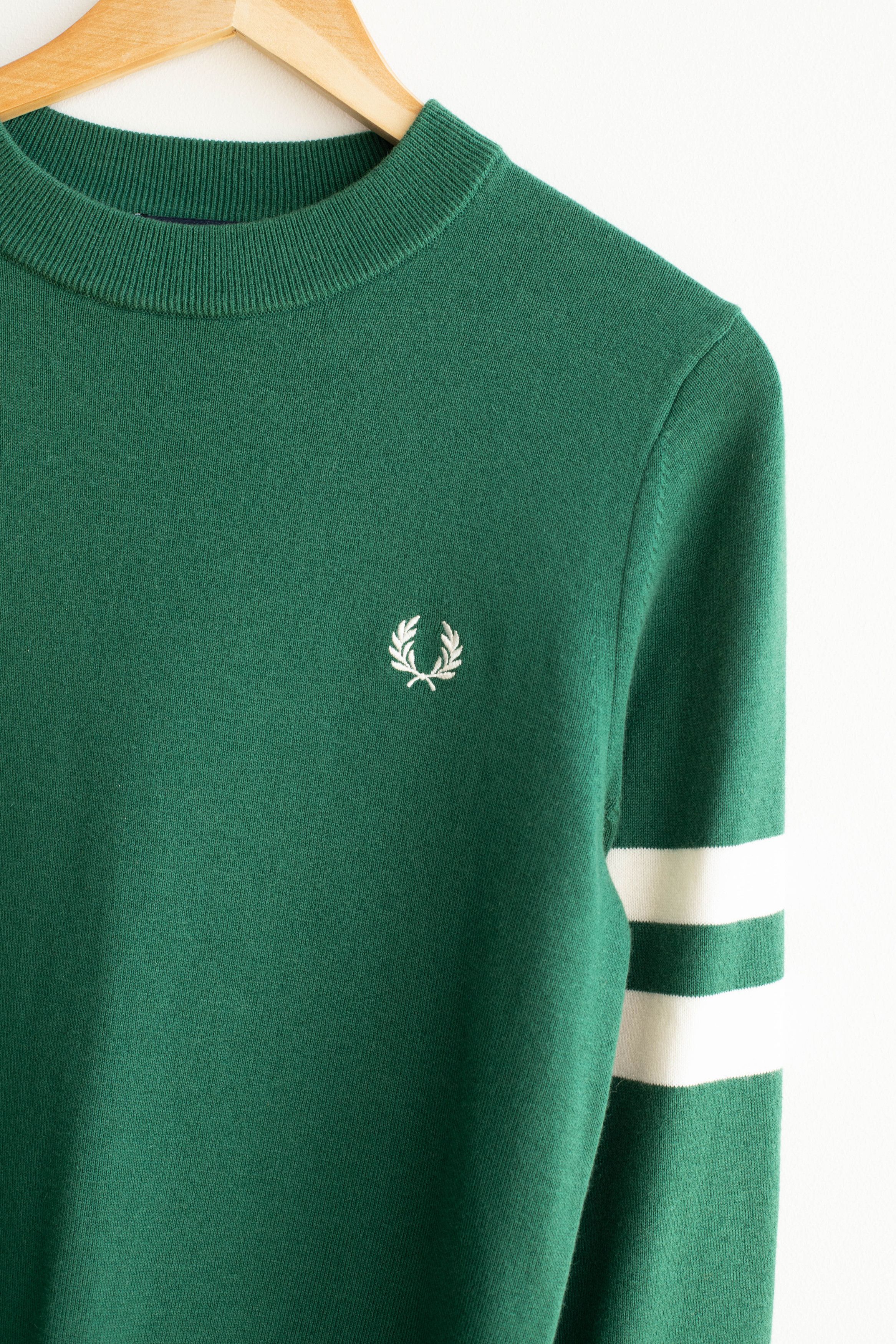 Fred Perry Fred Perry Tipped Sleeve Crew Neck Sweater - Green Size US S / EU 44-46 / 1 - 1 Thumbnail