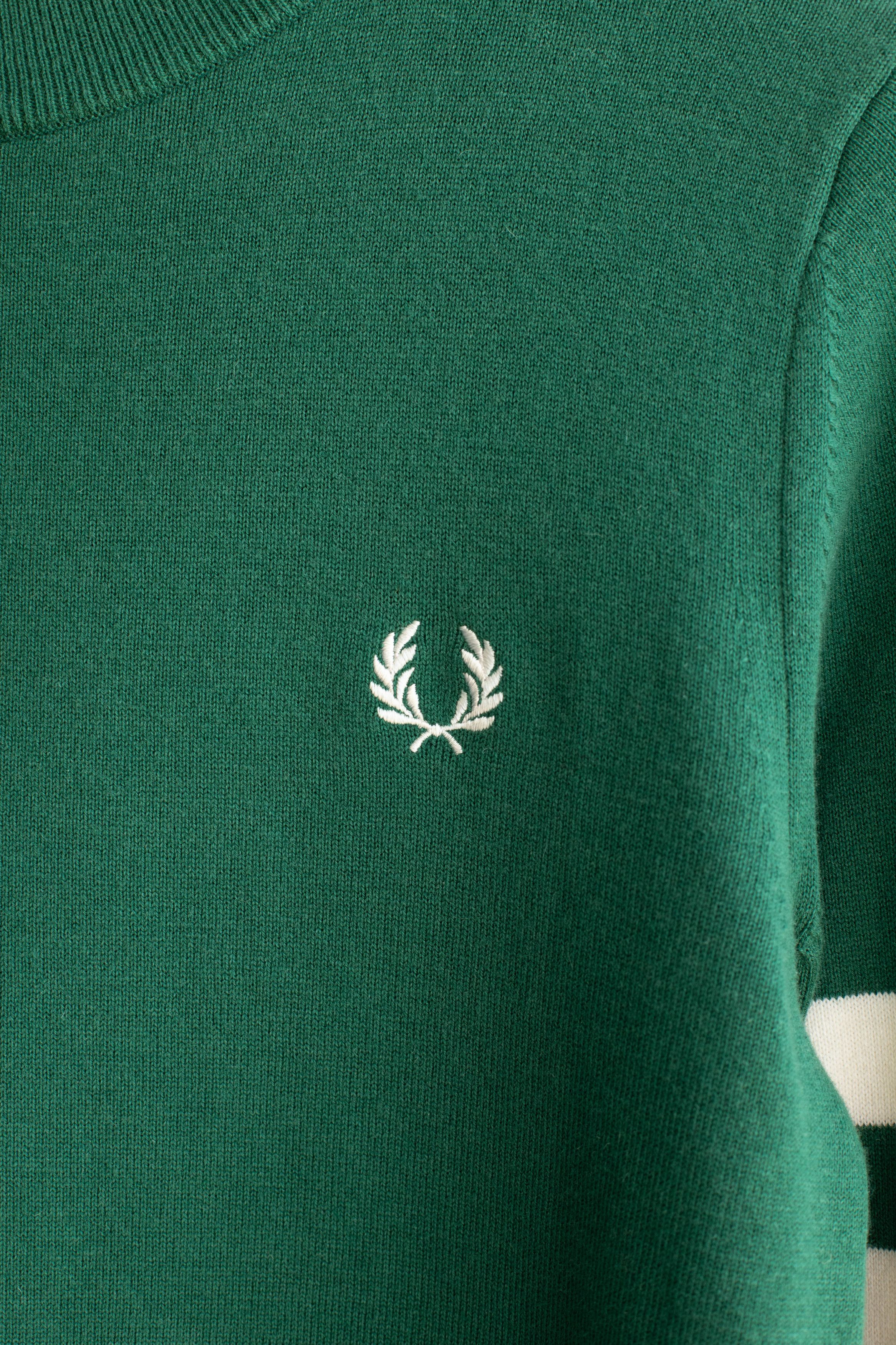 Fred Perry Fred Perry Tipped Sleeve Crew Neck Sweater - Green Size US S / EU 44-46 / 1 - 3 Thumbnail