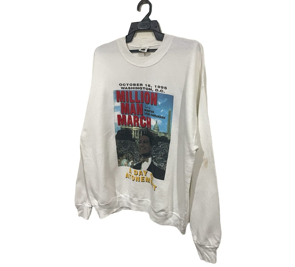 Fruit Of The Loom Vintage 90s Distressed Million Man March Louis Farrakhan Size US XL / EU 56 / 4 - 3 Thumbnail