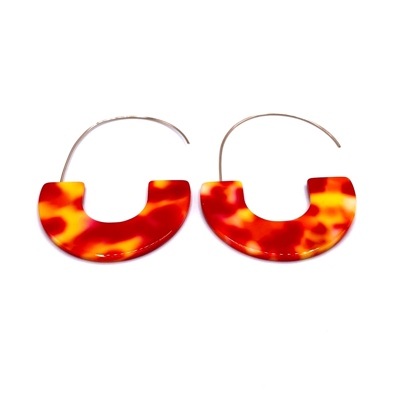 Jewelry Red and Orange Tortoise Shell Acrylic Hoop Earrings Grailed