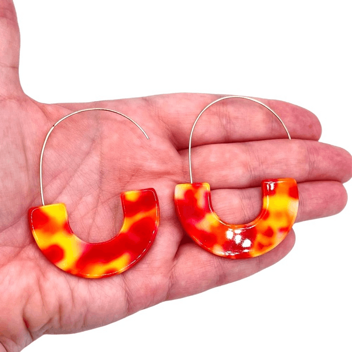 Jewelry Red and Orange Tortoise Shell Acrylic Hoop Earrings Grailed
