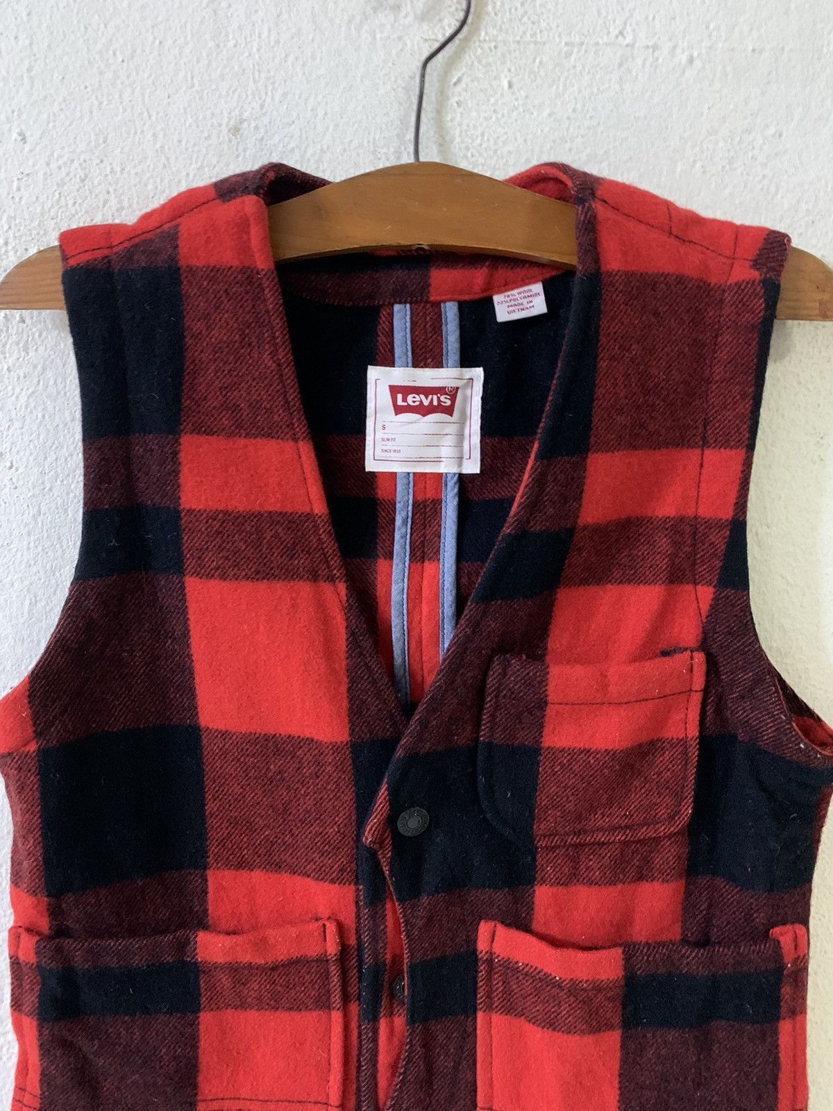 Levi's Levis Plaid Wool Vest Size US S / EU 44-46 / 1 - 4 Thumbnail