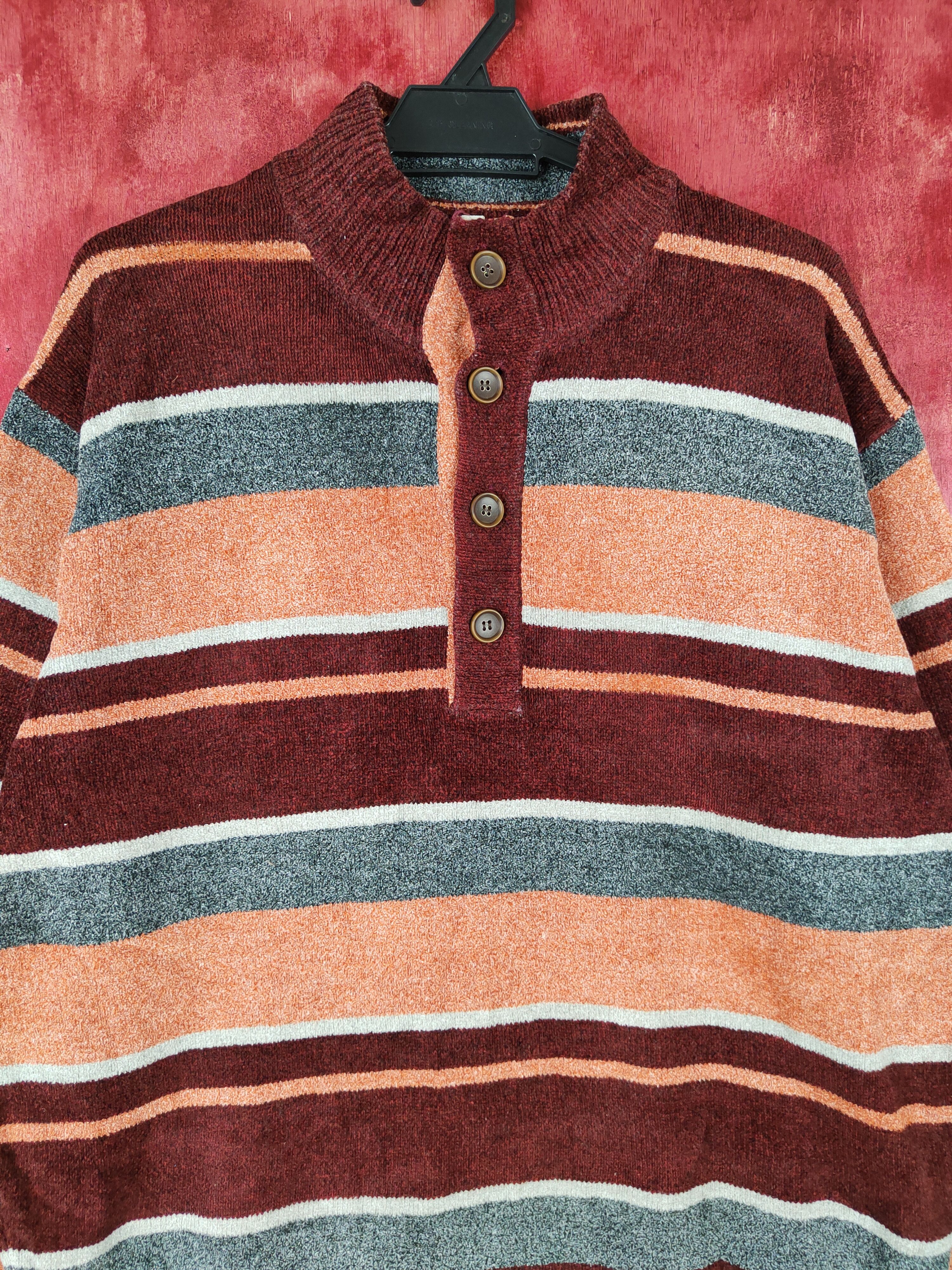 Japanese Brand Top Valu stripe Brown/Gray Knitwear #4376 Size US XL / EU 56 / 4 - 2 Thumbnail