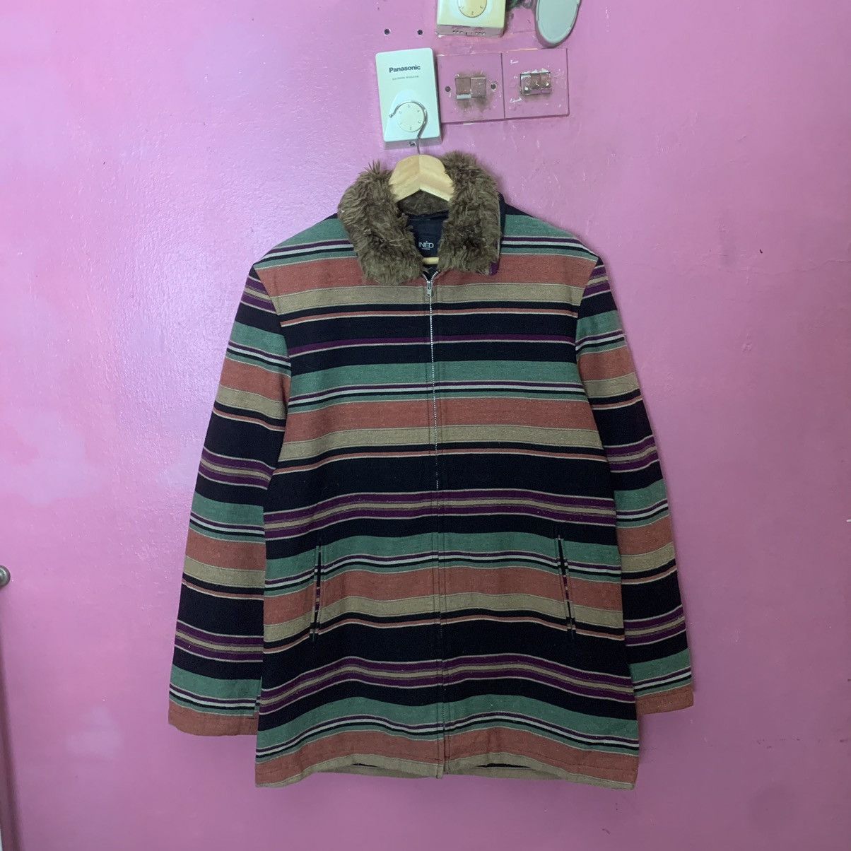 Authentic Ined Japan Yohji Yamamoto Zipper Striped Jacket