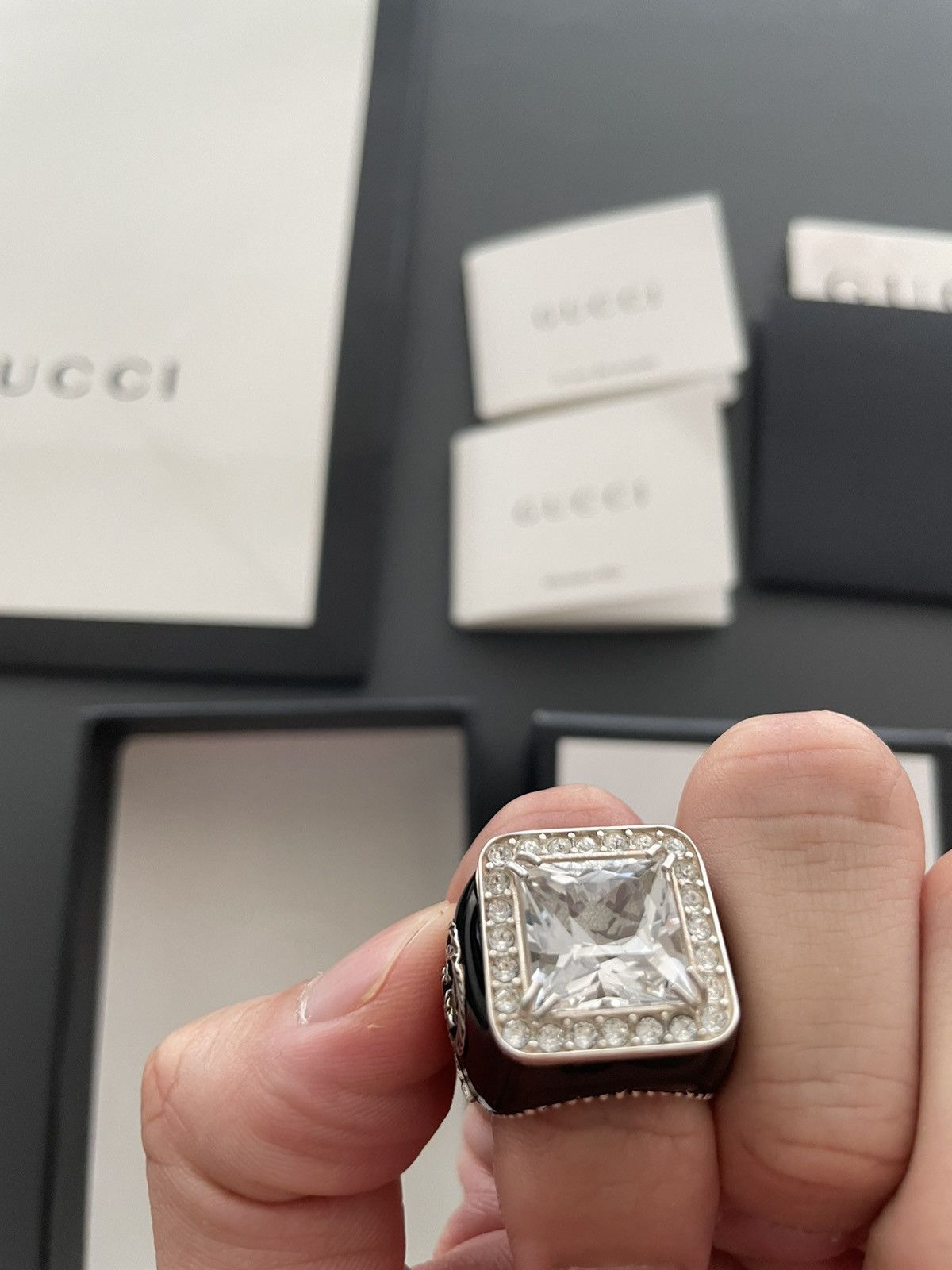 Gucci New Super Runway Limited Edition Diamond 💎 Stone Men’s Ring Size ONE SIZE - 2 Thumbnail