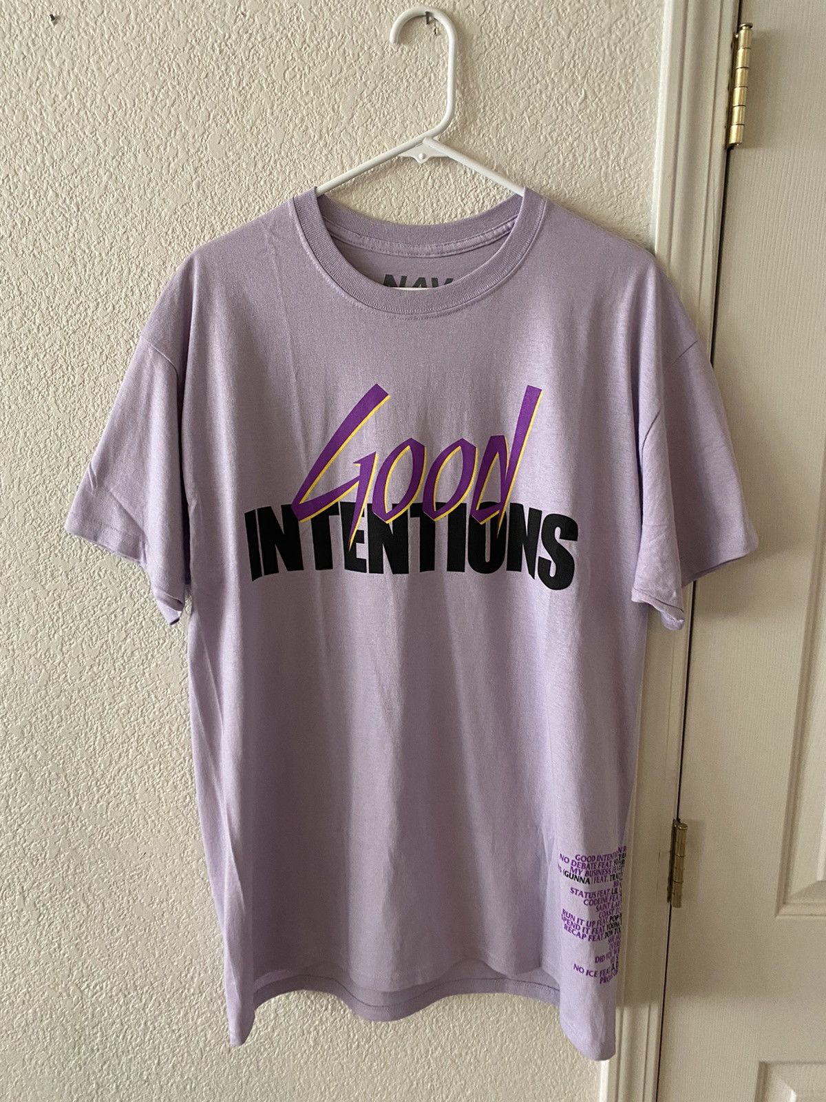 Vlone x NAV Good Intentions purple doves tee