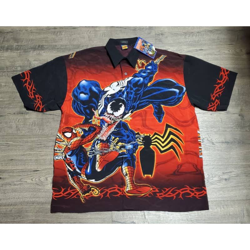 Vintage New 2001 Marvel Venom Spiderman Mega Print Shirt