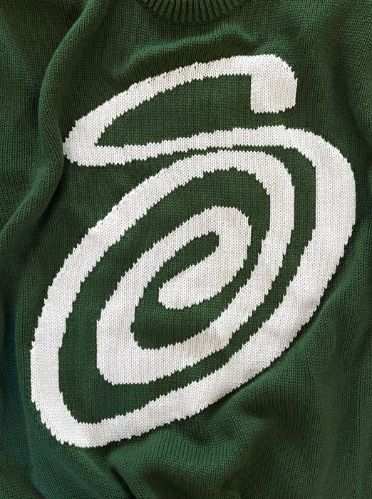 Stussy AW2022 Stussy Curly S Logo Green/Cream Knit Sweater | Grailed