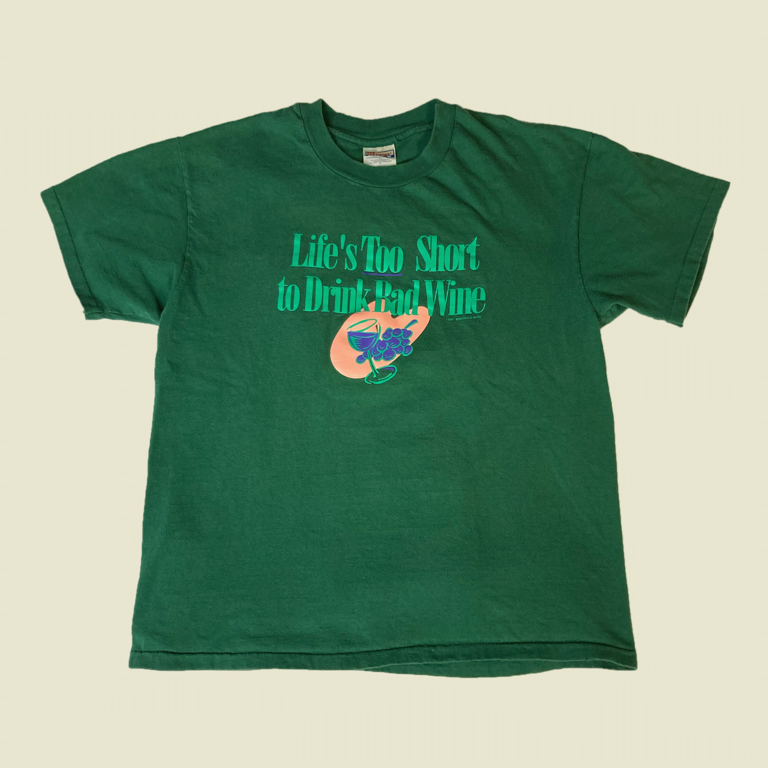 Hanes × Vintage Vintage 90s "Lifes Too Short To Drink Bad Wine" Hanes Beefy Size US L / EU 52-54 / 3 - 2 Thumbnail