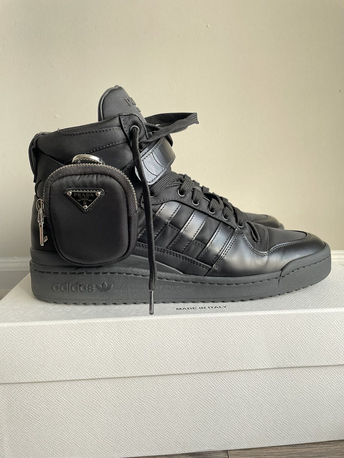 Prada X Adidas FW/22 Re-Nylon Forum High Top Sneakers Black - Main Image