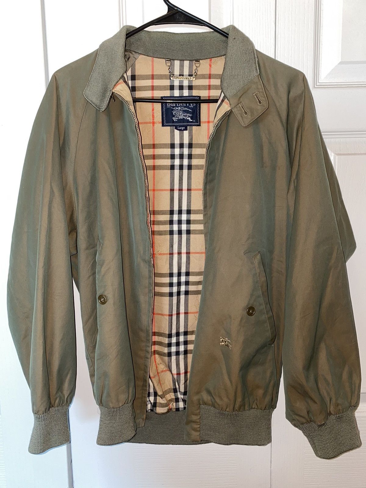 image of Burberry Zipper Jacket Vintage 80's in Green, Men's (Size Large)