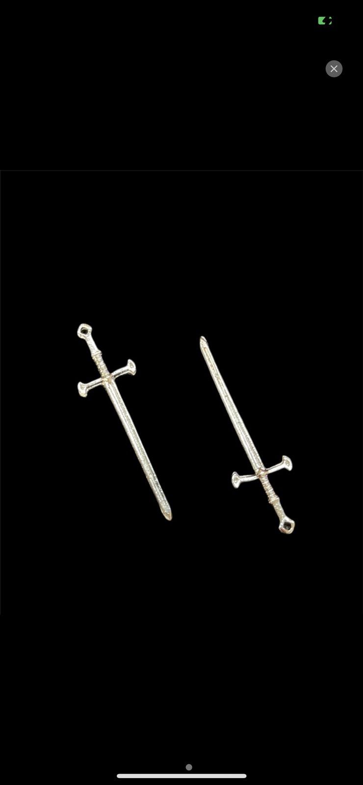 Jewelry Sword Silver Pendant Charm Jewelry (2 pieces) Size ONE SIZE - 1 Thumbnail