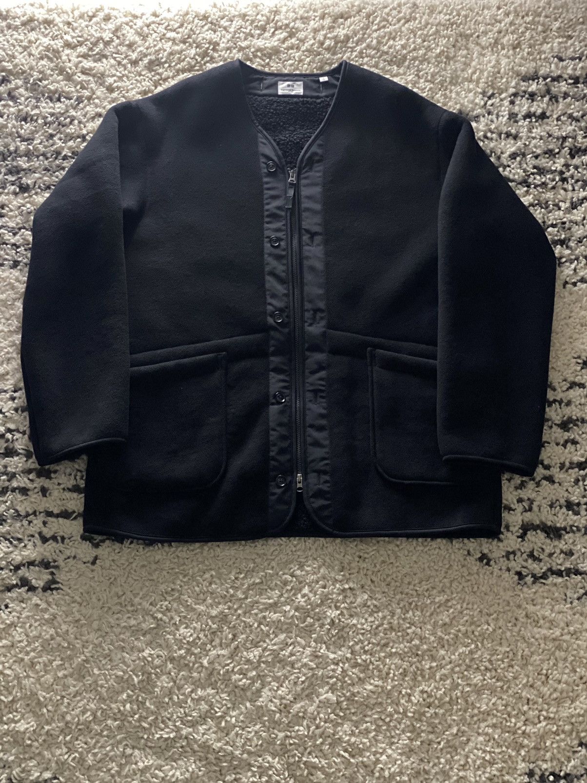 Uniqlo x engineered garments fleece store collarless coat