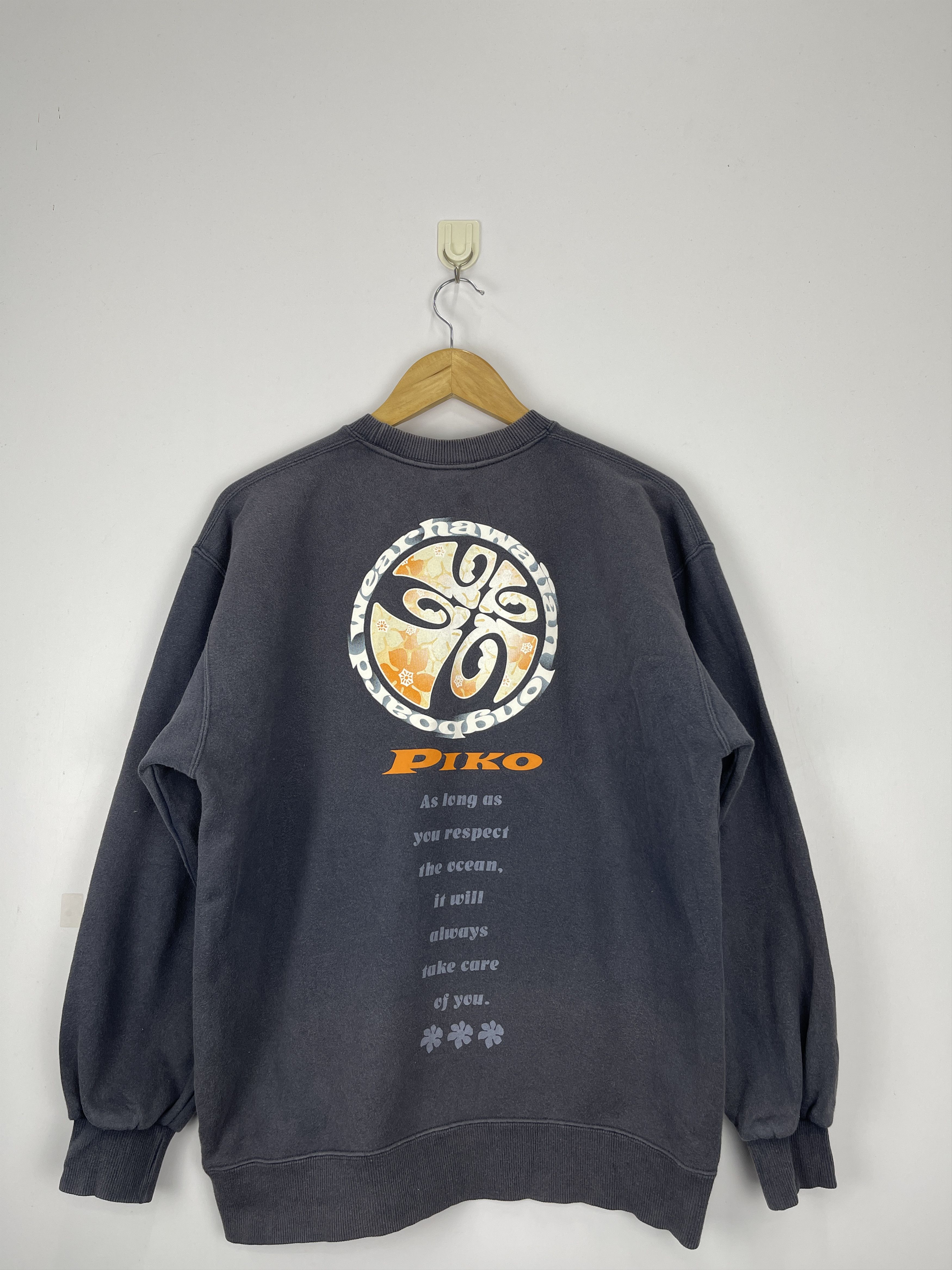 Vintage Piko Hawaiian Longboard Wear Faded Pullover Sweatshirt Size US M / EU 48-50 / 2 - 2 Thumbnail