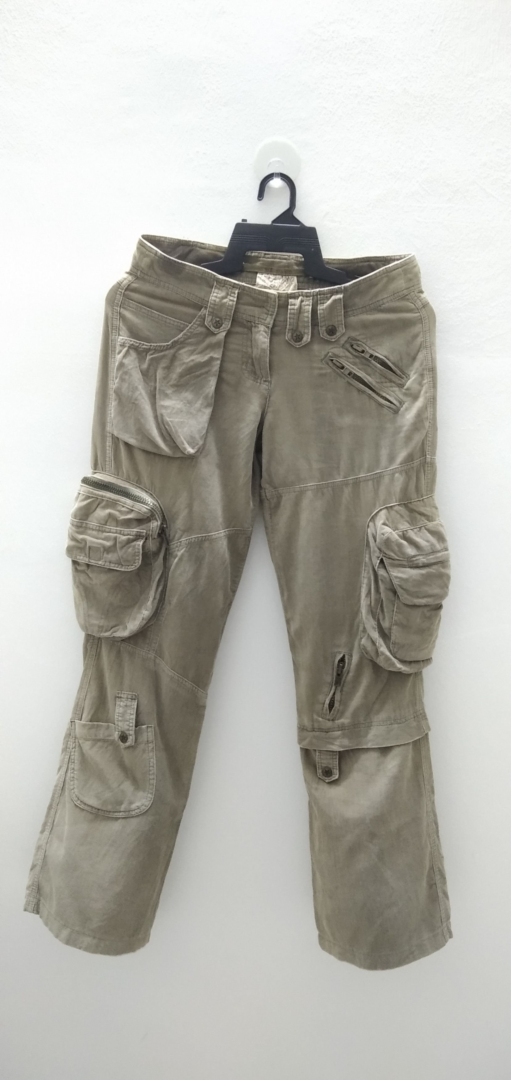 image of Vintage Japanese Multi Pocket Utility Courdory Pants in Light Brown, Men's (Size 30)