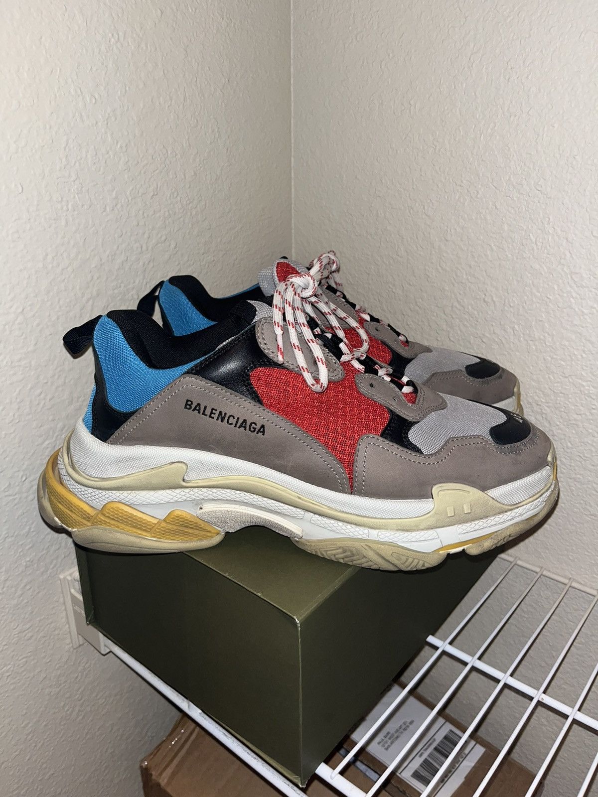 Balenciaga Balenciaga Triple S Grey/Red/Blue | Grailed