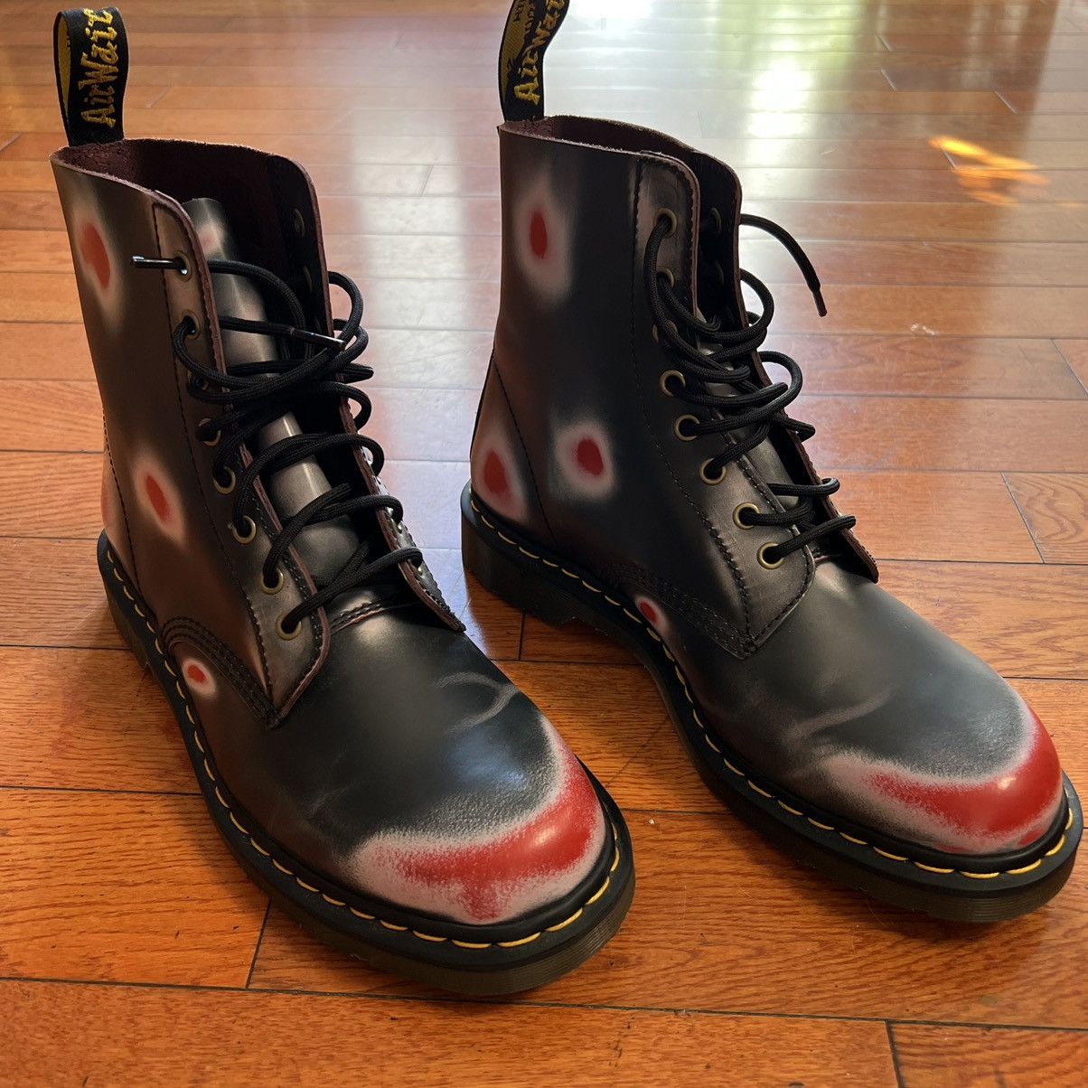 image of Dr Martens x Vintage Dr. Martens Pascal “Rub Off” Heaven Hell Number Nine Cdg Shoes in Black (Size 