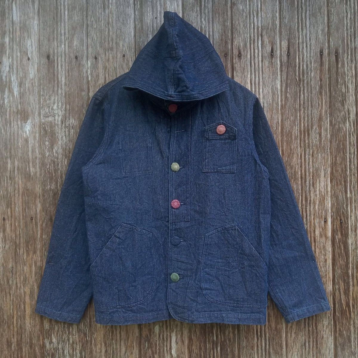 Other Rare!! Unbranded Denim Jacket Hoodie Colourful Button Funky Size US M / EU 48-50 / 2 - 1 Thumbnail