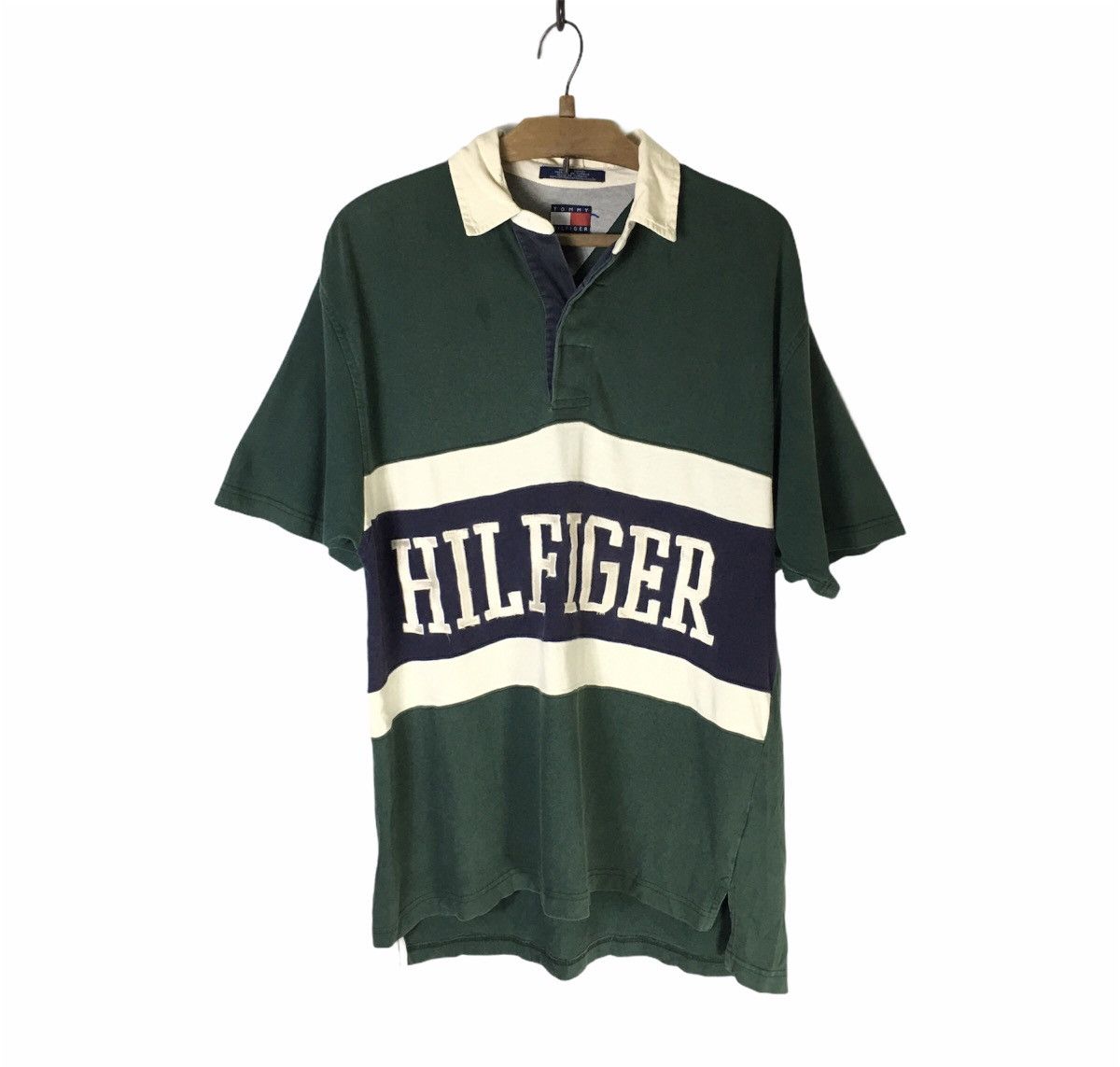 Tommy Hilfiger Vintage Tommy Hilfinger Spellout Big Logo Polo Rugby Size US L / EU 52-54 / 3 - 1 Thumbnail