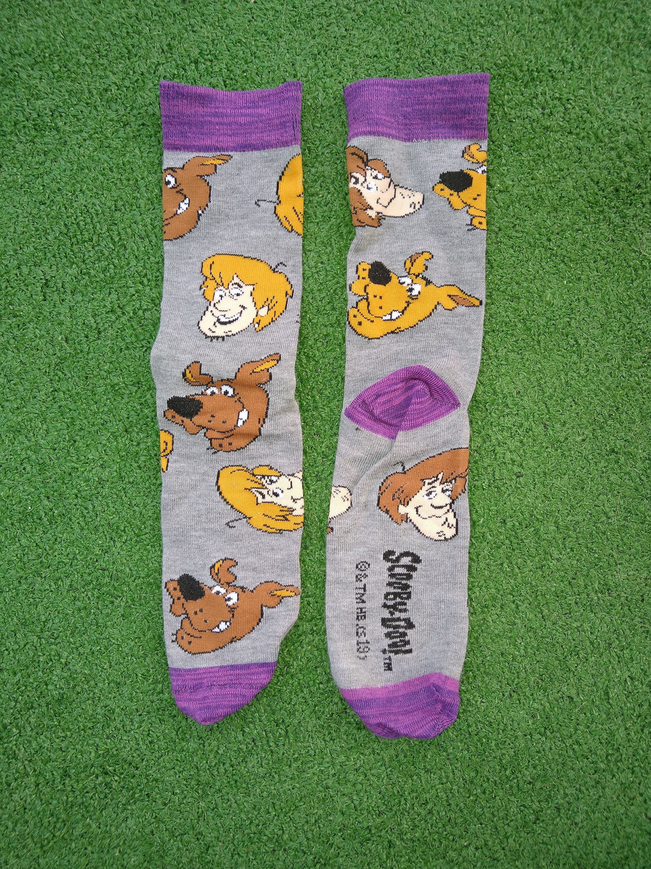 Streetwear Shaggy&Scooby Doo Cartoon Faces Multi Print Crew Socks Size ONE SIZE - 1 Preview
