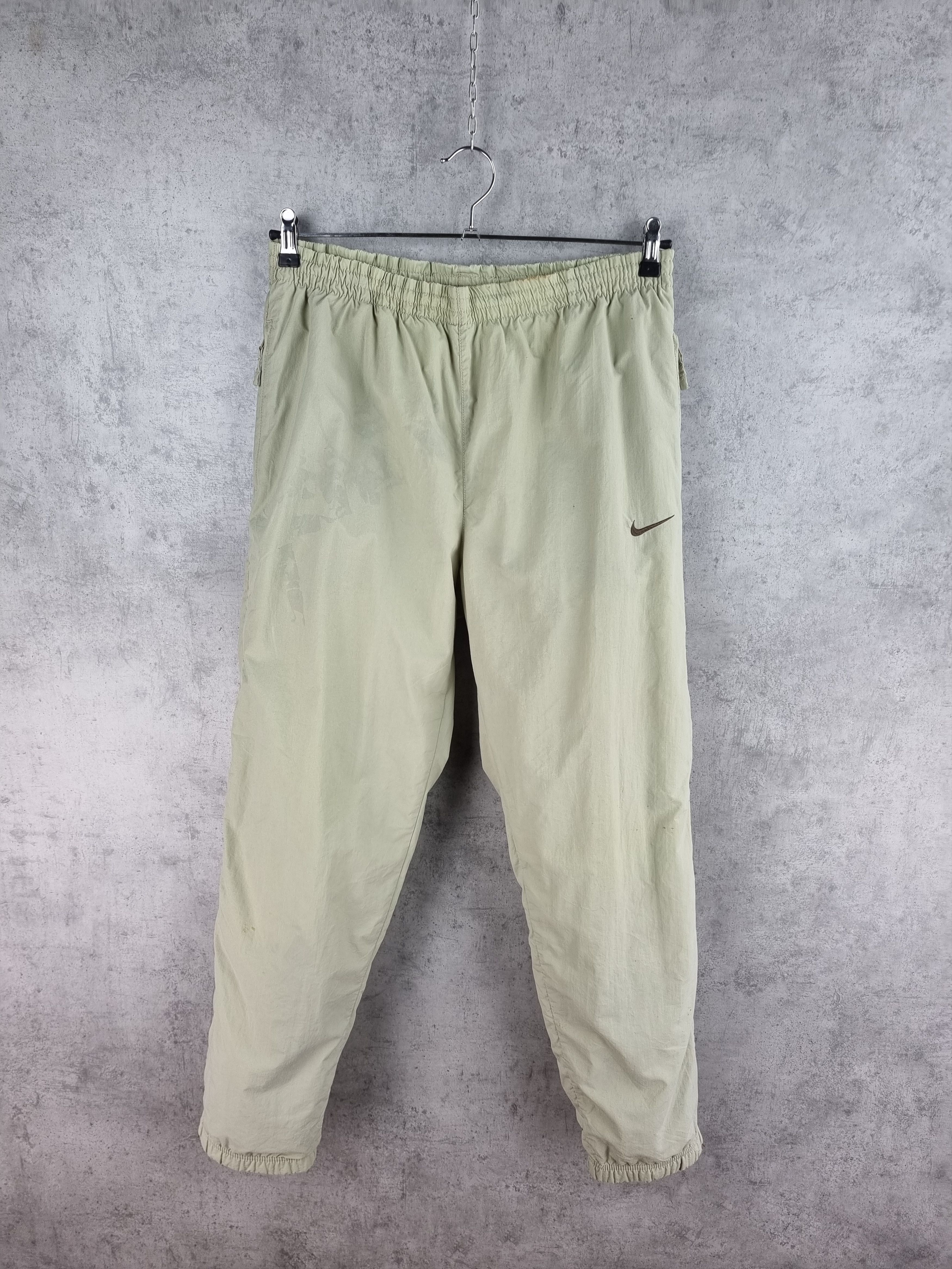image of 90's Nike Nylon Vintage Sport Pants in Beige, Men's (Size 32)