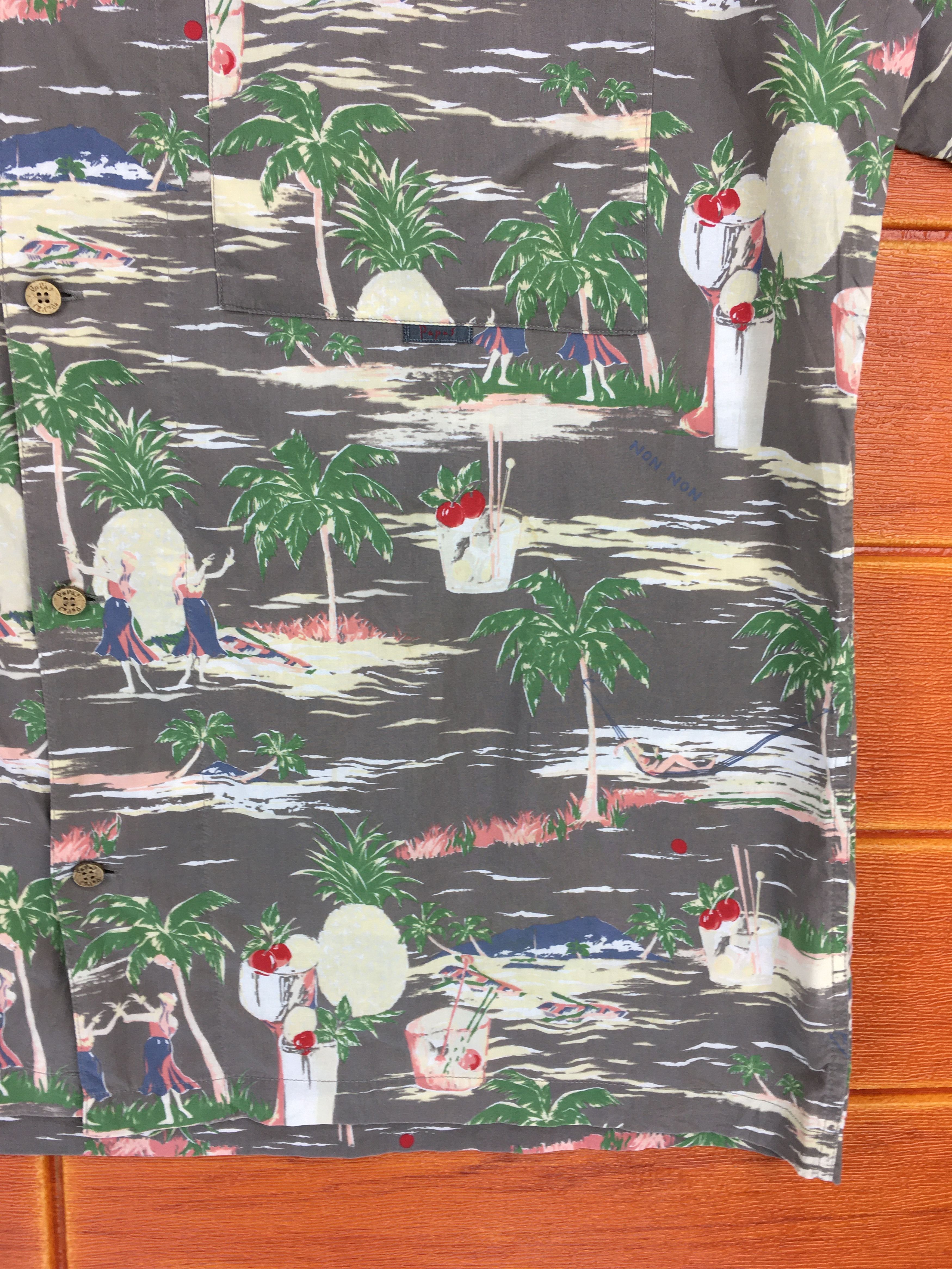 Mademoiselle Non Non Vintage Japanese Hawaiian PAPAS ISLAND Shirt Size US L / EU 52-54 / 3 - 4 Thumbnail